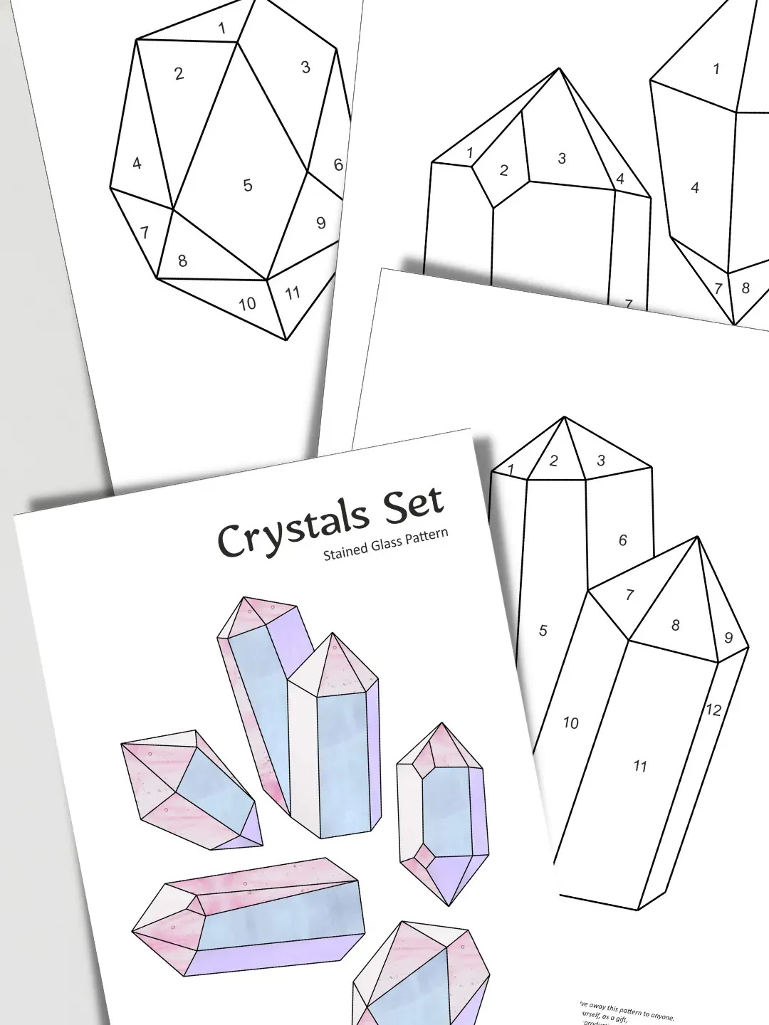 Set of 5 Stained Glass Crystal Patterns, Stained Glass Suncatcher Pattern, Stained Glass Window Hangings Pattern, DIY $6.60 | Buy online with delivery set-of-5-stained-glass-crystal-patterns-stained-glass-suncatcher-pattern-stained-glass-window-hangings-pattern-diy-6-60-buy-online-with-delivery