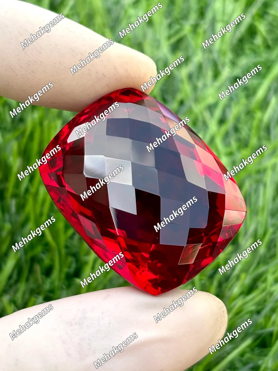 Lab Made Ruby Ruby AAA Quality Deep Red Cushion Cut Lab Created Ruby Gemstone for Jewelry ...