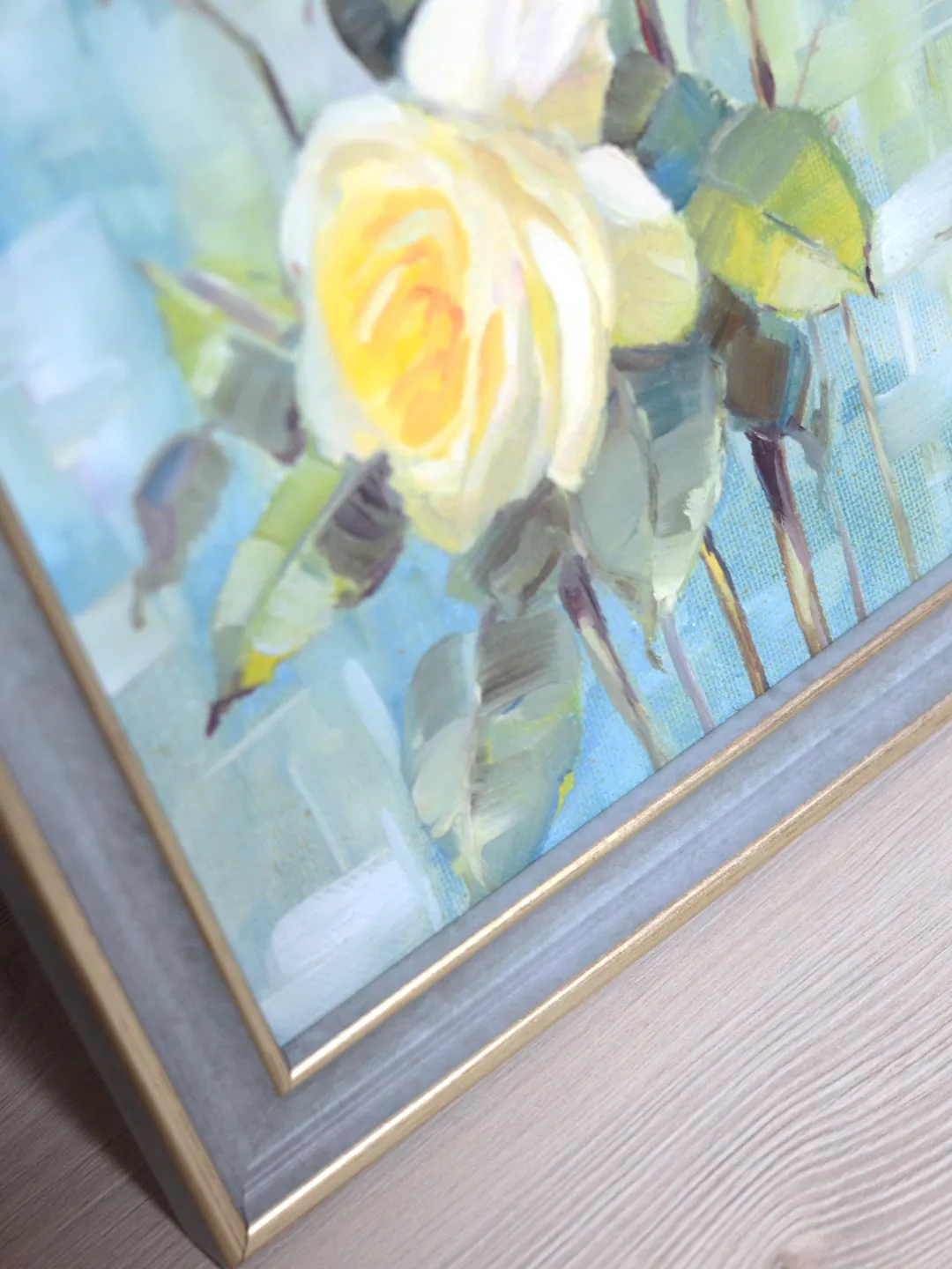 Yellow roses painting / Original hand made oil painting