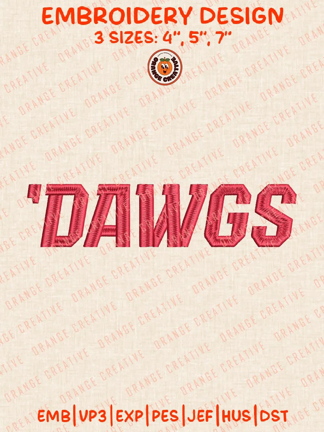 Dawgs Embroidery Design, NCAA Gardner Webb Bulldogs Team Logo Embroidery Design, Machine Embroidery Design File, 4 Sizes, Digital Download