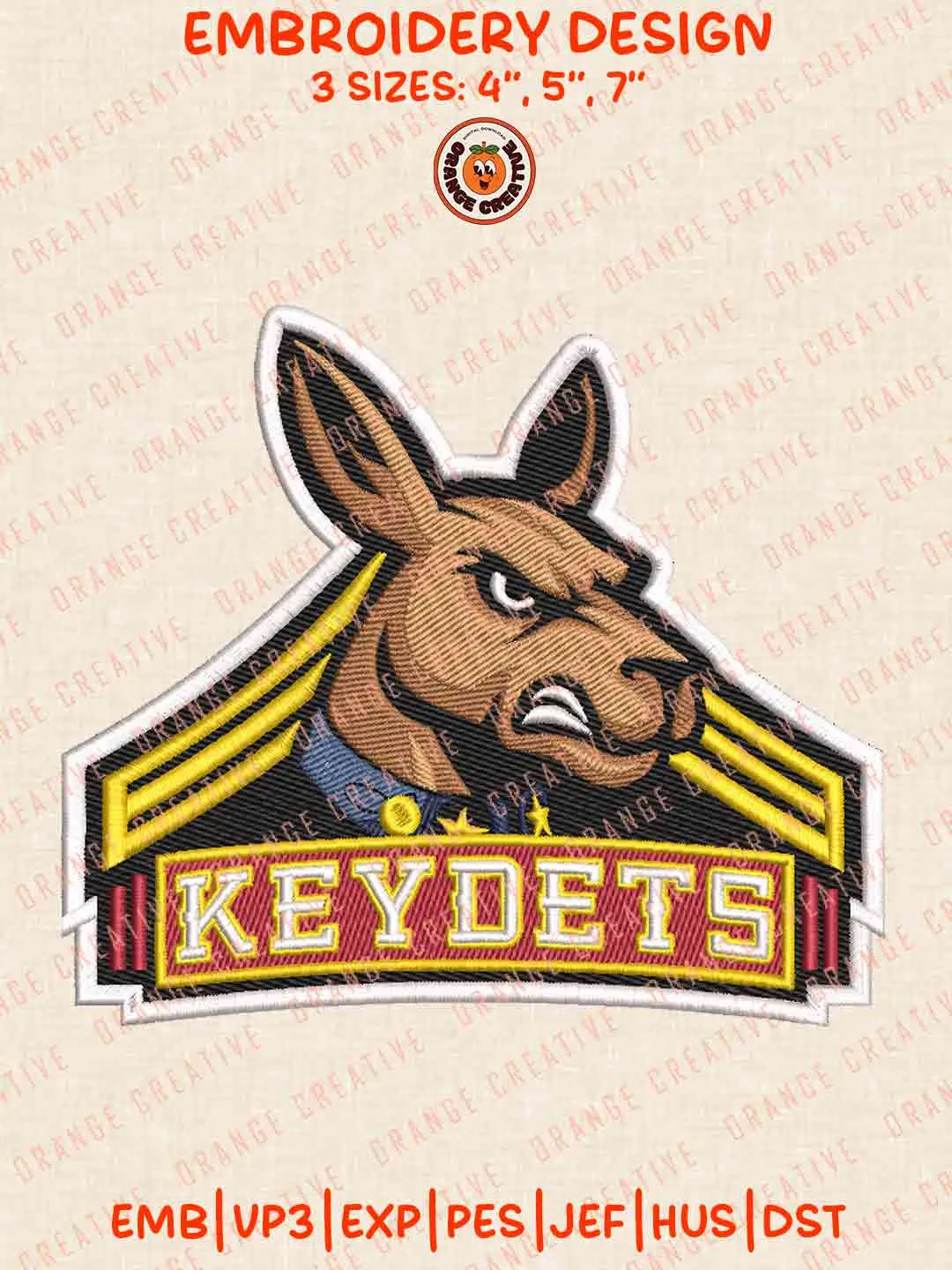 VMI Keydet Mascot Embroidery Design Files, Football Logos Embroidery Designs, Sport Machine Embroidery Files, 3 Sizes, Custom Sizes, Instant Download