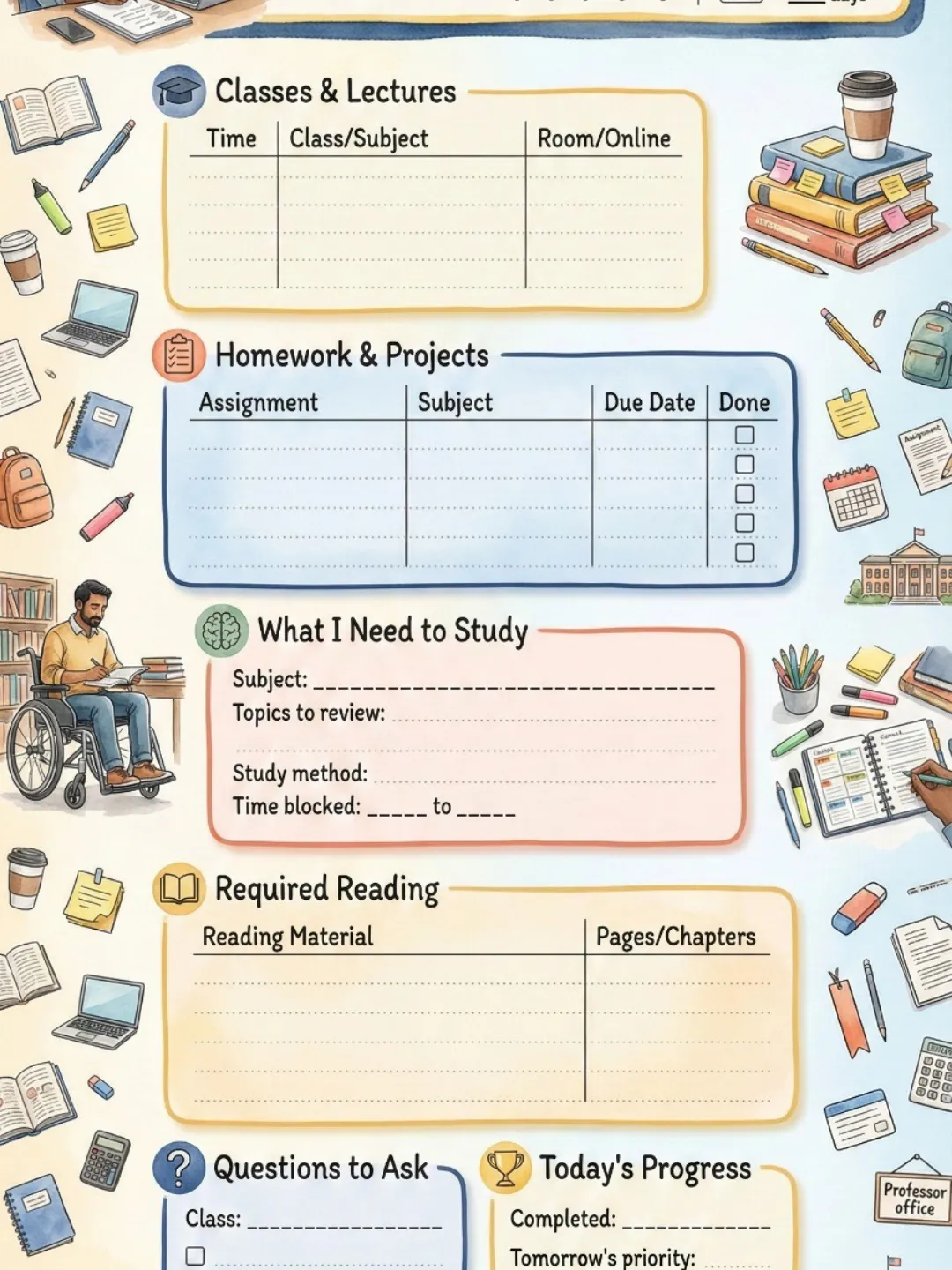 Academic Success Daily Planner | Student Study & Exam Tracker ...