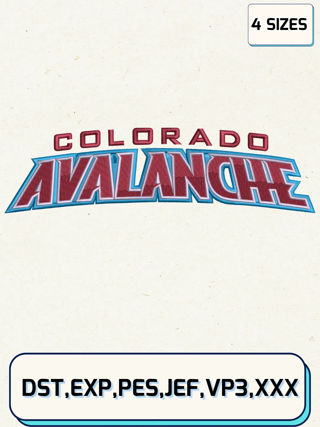 Colorado Hockey Embroidery Design Files ,Machine Embroidery Files,4 Sizes