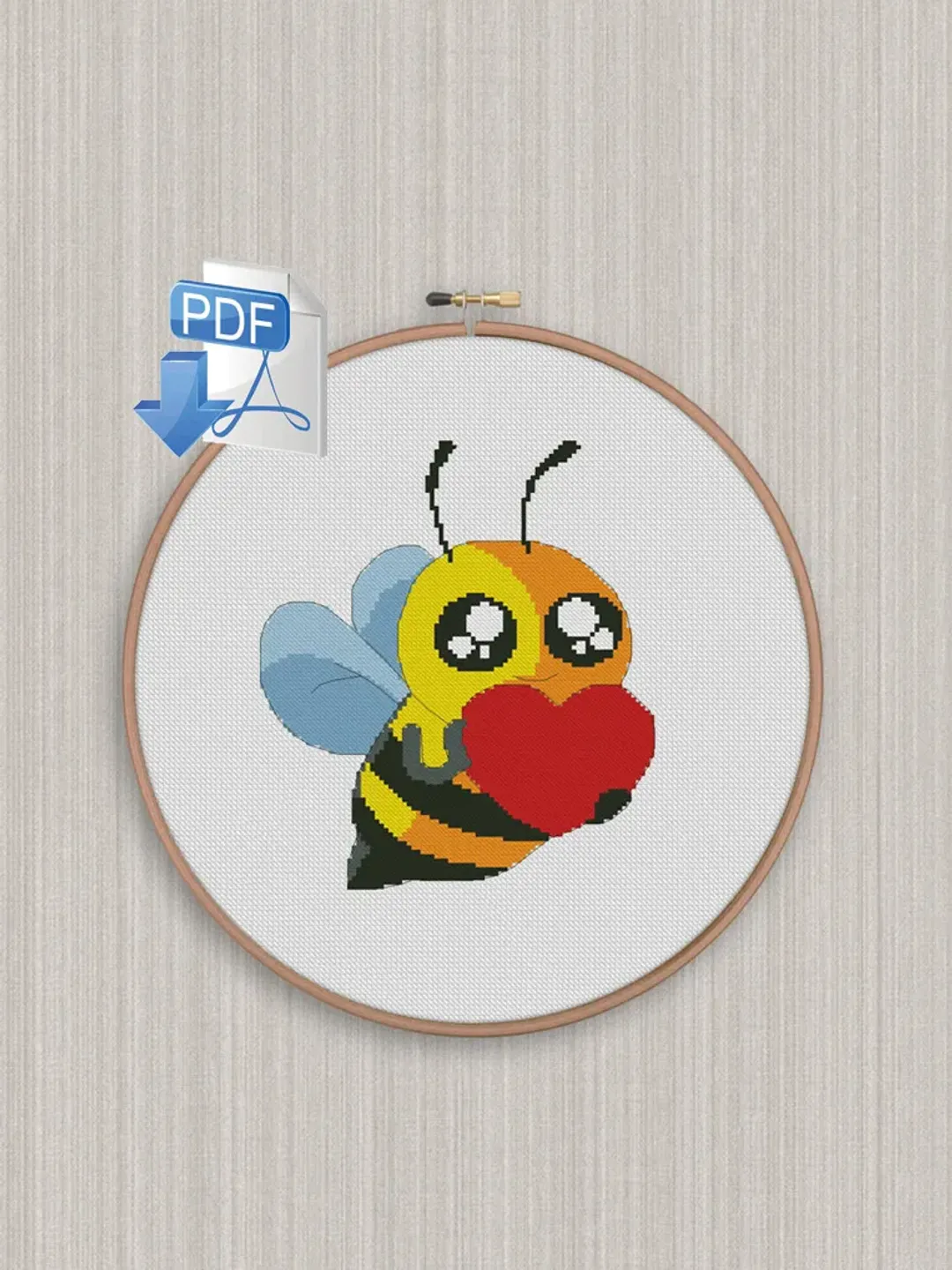 Bee cross stitch pattern Animals cross stitch pattern Heart cross stitch Cross stitch pattern Instant PDF Download Valentine's Day cross stitch