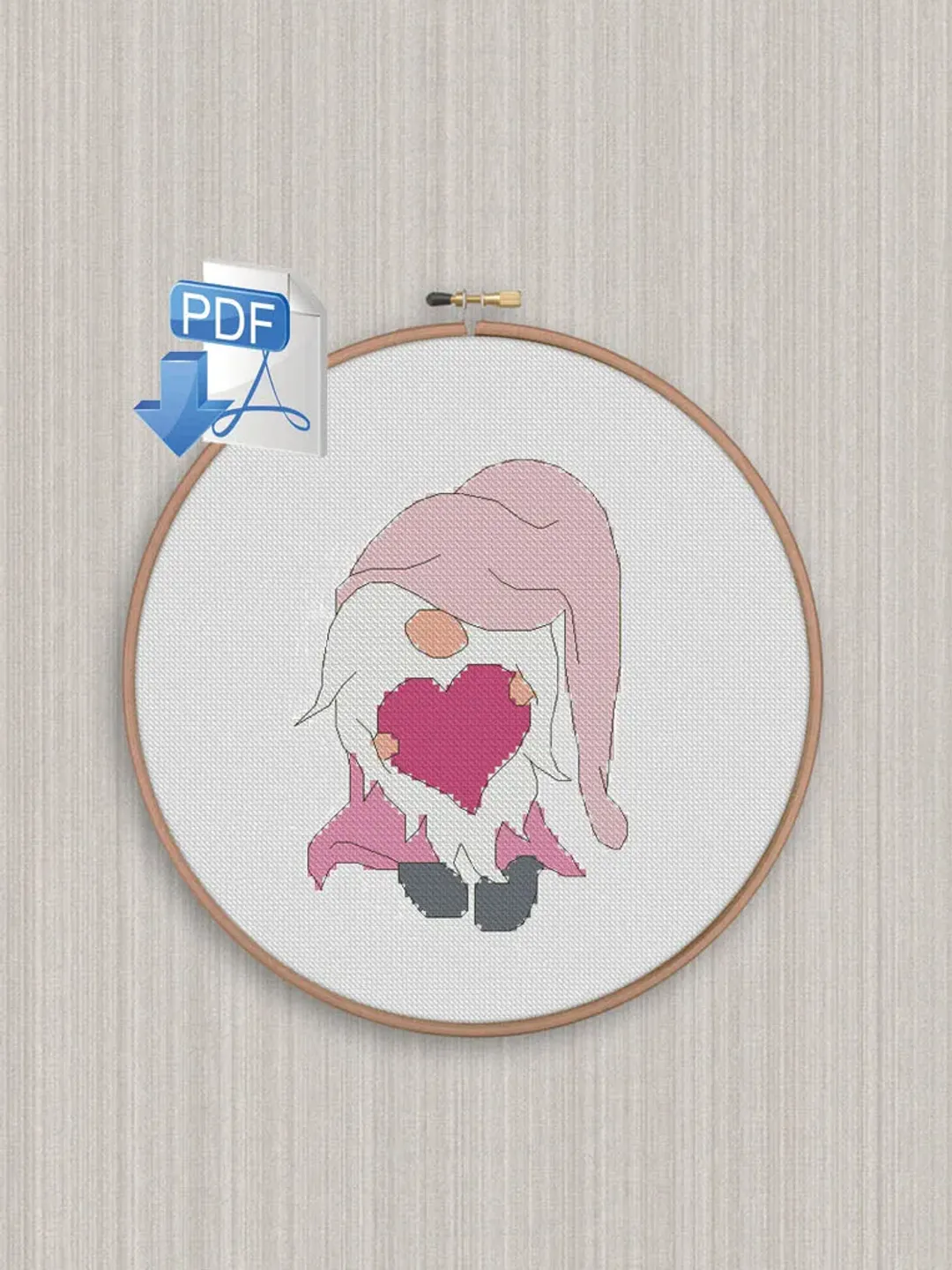 Valentine cross stitch pattern Gnome cross stitch pattern Valentine's Day Gnomes cross stitch pattern love cross stitch gnomes in love Cross stitch pattern PDF