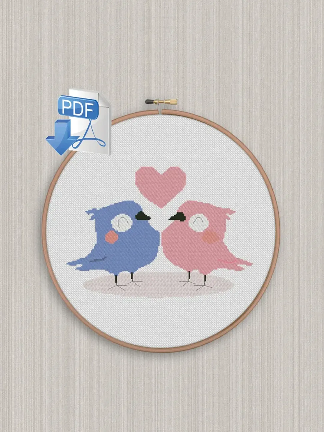 Birds cross stitch pattern Love cross stitch pattern PDF Valentine's Day cross stitch Heart cross stitch Digital PDF Animals cross stitch pattern