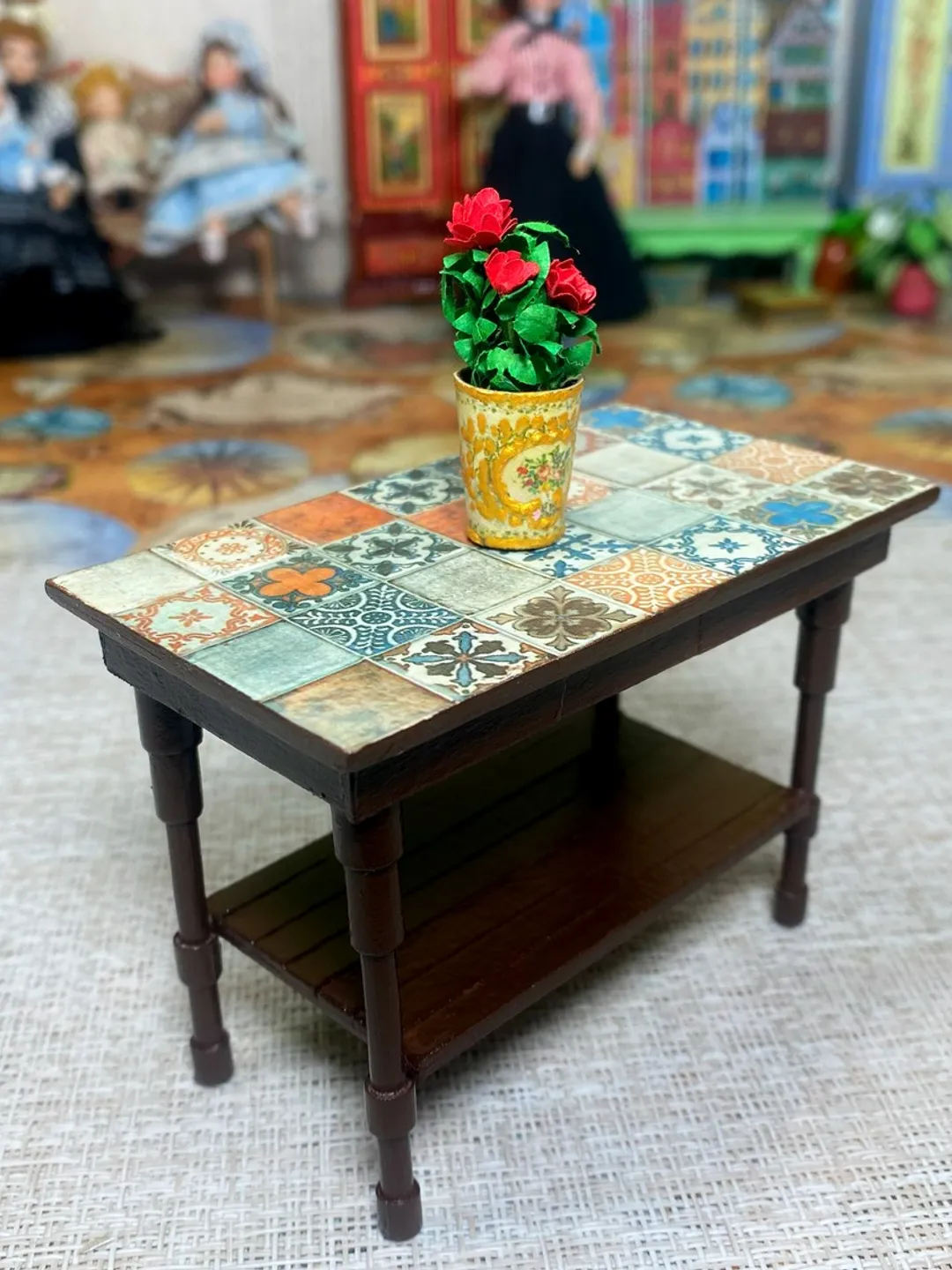 Handmade table for a dollhouse.1:12 scale. Doll house table. This table is ideal for scale 1:12.