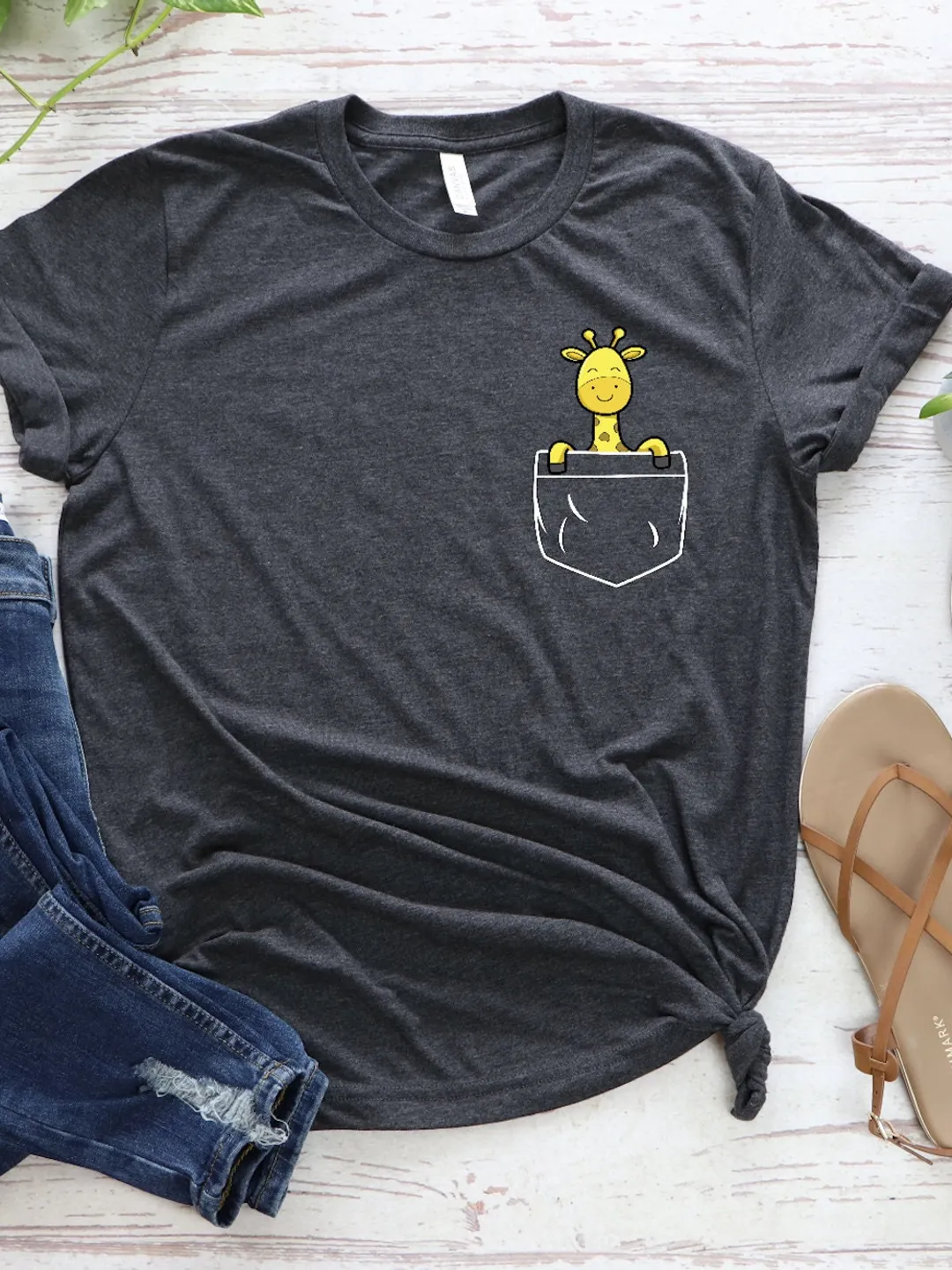 Pocket Giraffe Shirt, Pocket Tee, Giraffe Shirt, Animal Lover Tee, Giraffe Birthday Shirt, Cute Giraffe Shirt, Gifts for Her, Christmas Gift