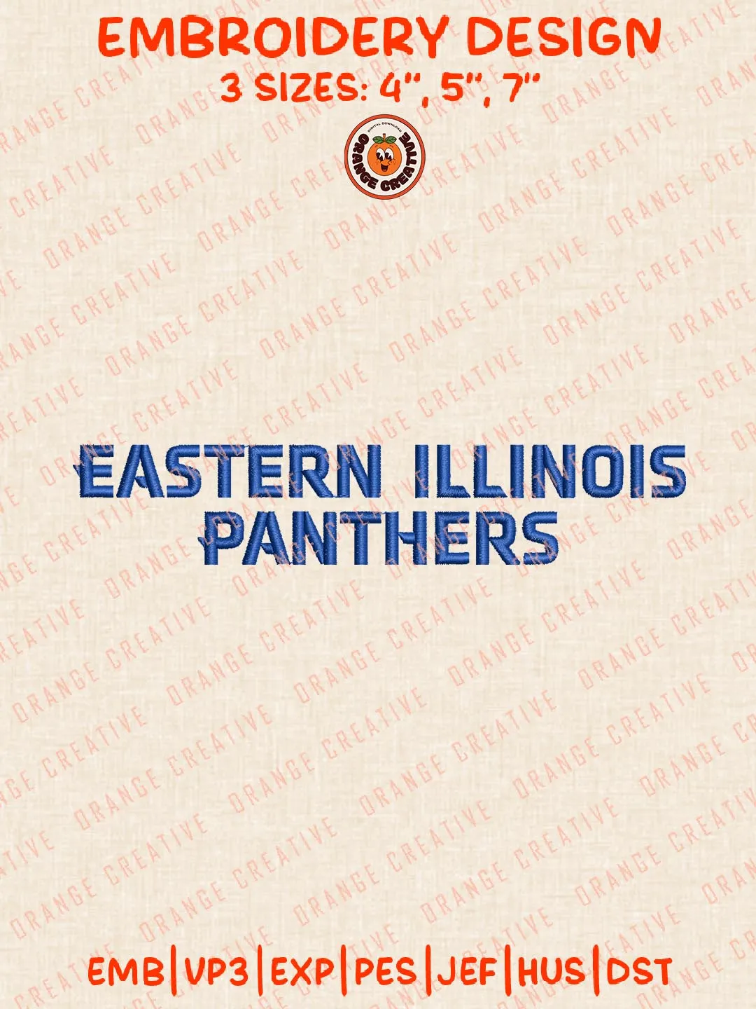 Eastern Illinois Panthers Text Embroidery Design, NCAA Team Logo Embroidery Design, Machine Embroidery Design File, 4 Sizes, Custom Size, Digital Download