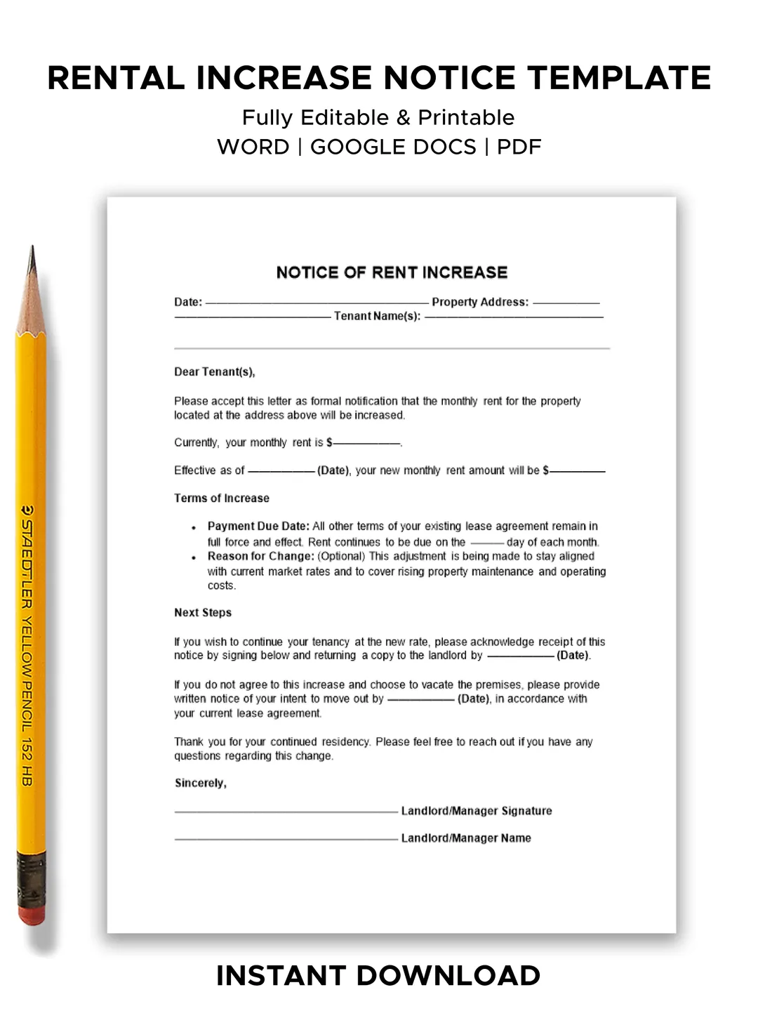 Landlord Rent Increase Forms.pdf Room Rental Agreement Template | Month-to-Month Lease Contract ...