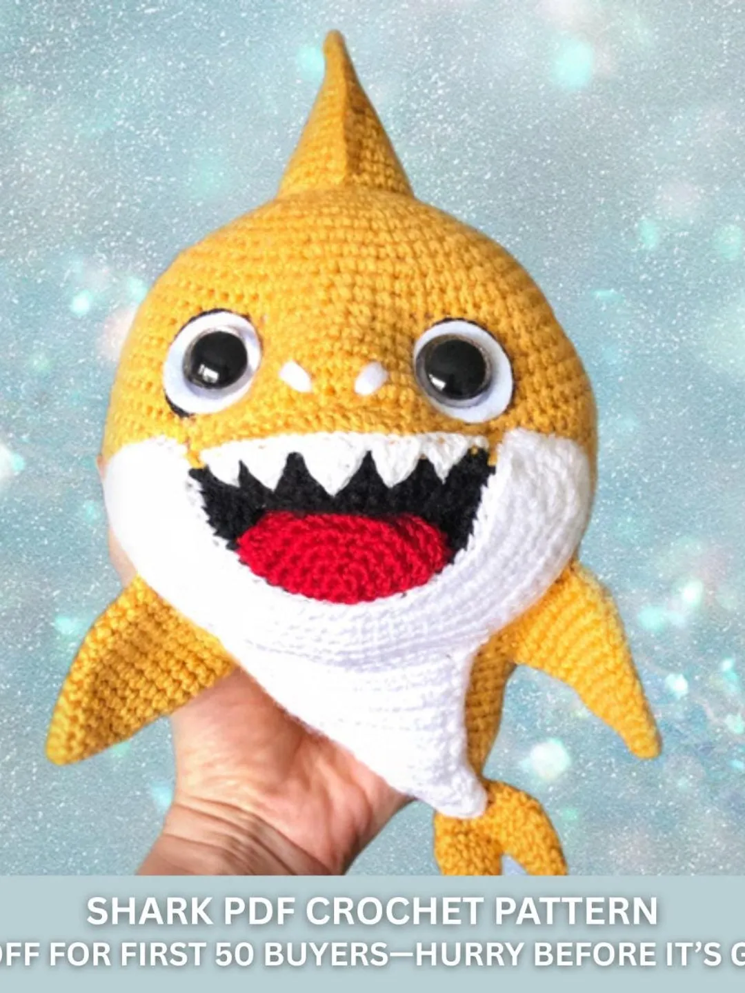 Shark Crochet Pattern, No Sew Amigurumi Shark Pattern, Shark Stuffed Animal, Ocean Sea Creature Plushie, Instant Digital download PDF