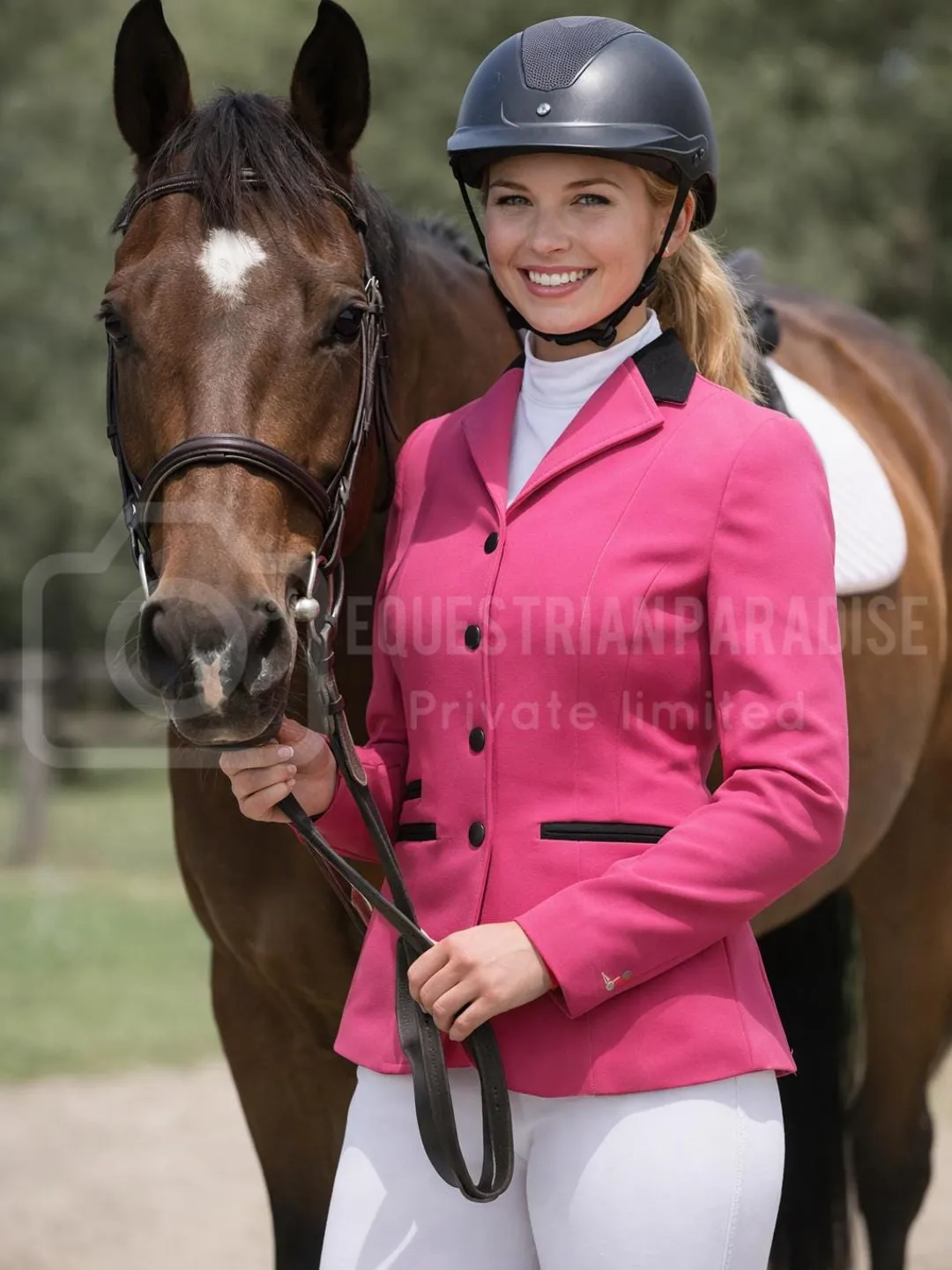 Pink Show Riding Jacket Elegant Pink Horse Hunt Coat: Stretch Equestrian Show Jacket