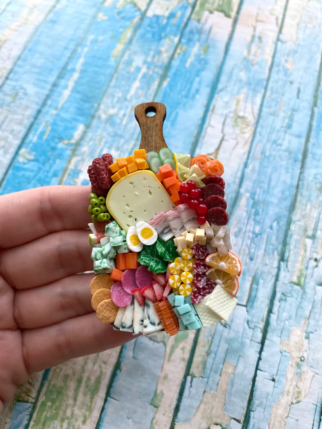 Magnet Miniature Cheese Charcuterie board with Polymer clay Souvenir
