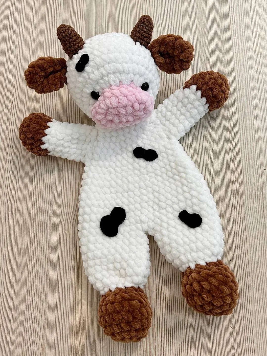 Crochet cow snuggler pattern Amigurumi cow lovey tutorial Cute baby blanket pattern