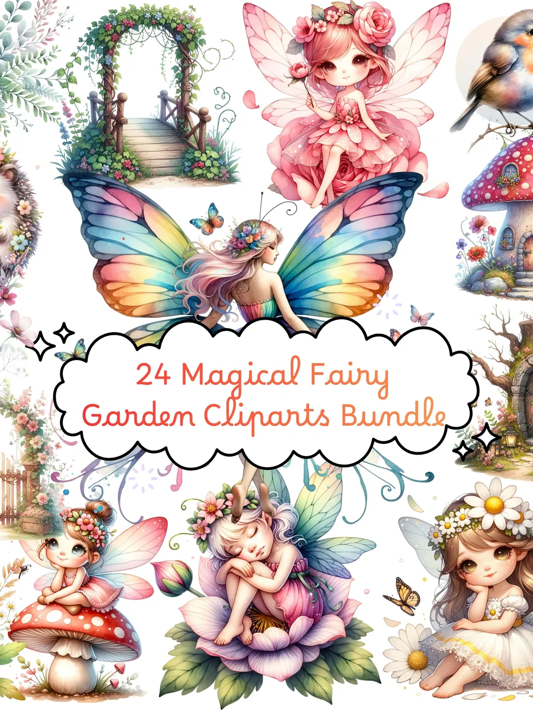 Magical Fairy Garden Clipart Bundle