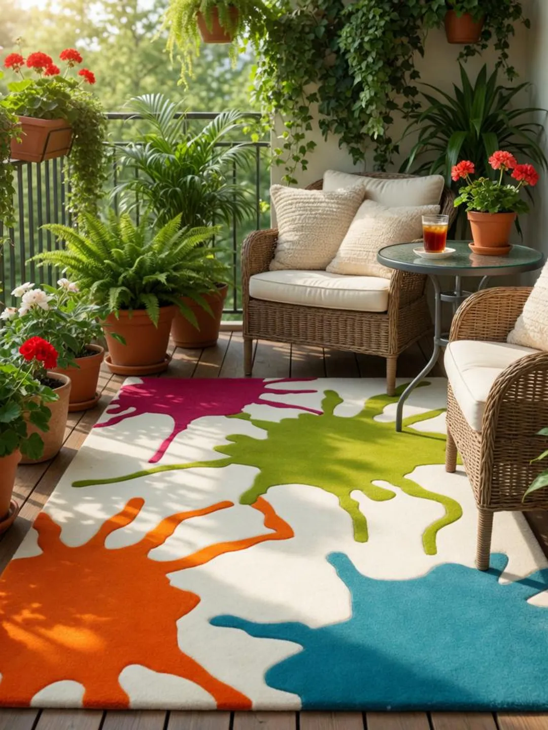 Colorful Abstract Splash Rug: Modern Artistic Area Carpet – Mid Century ...