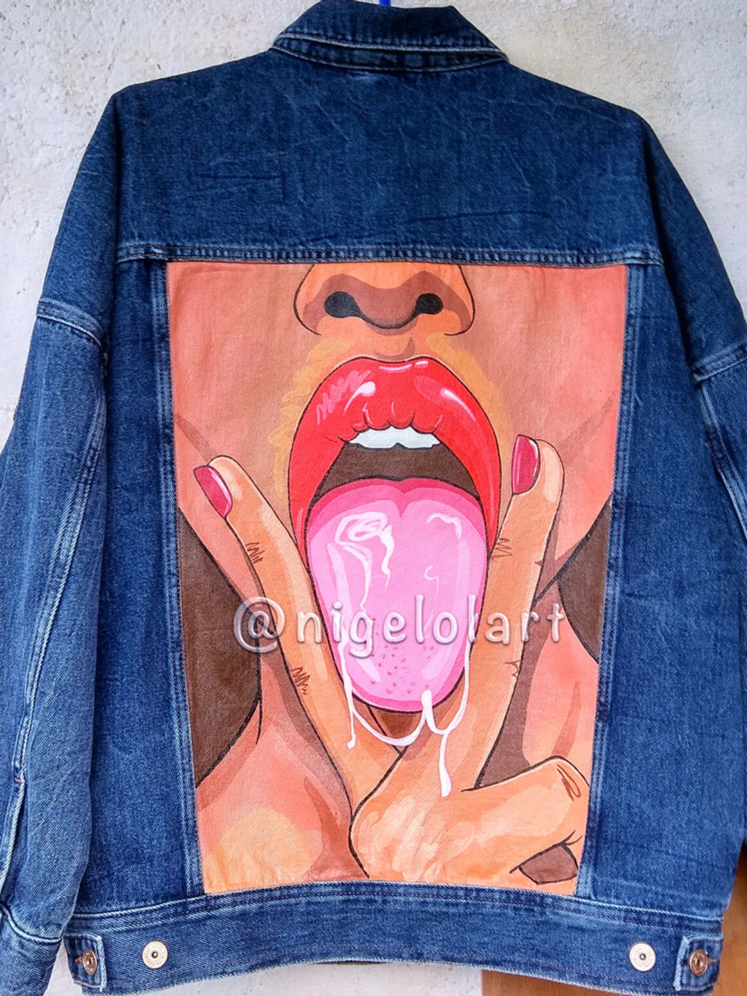 Erotica Painted Denim Jacket Custom personalized order idea for gift