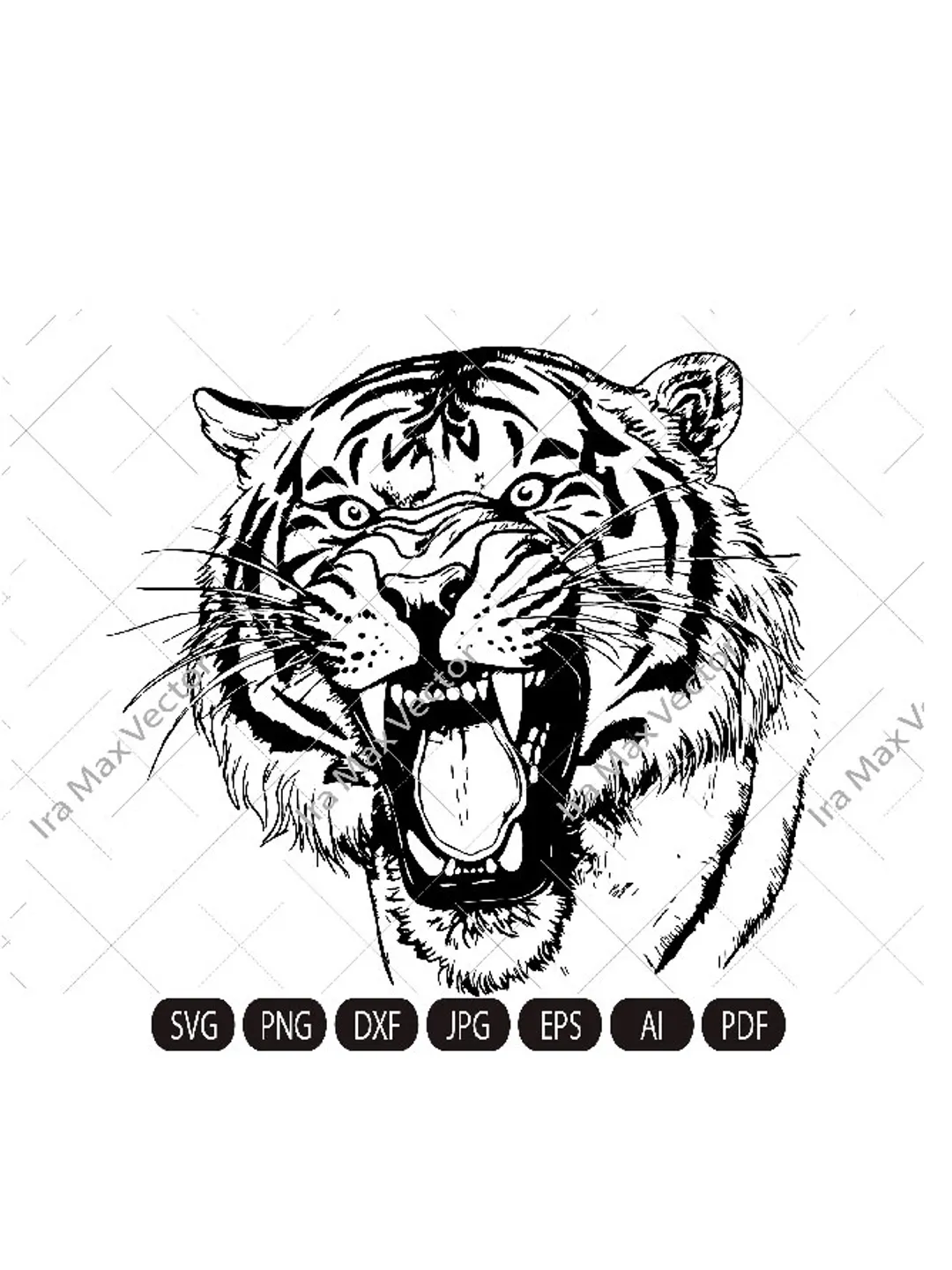 Tiger Head Svg, Tiger growling, Angry Tiger, Tiger T-shirt, Tiger Face SVG, Tiger Silhouette, Cut file