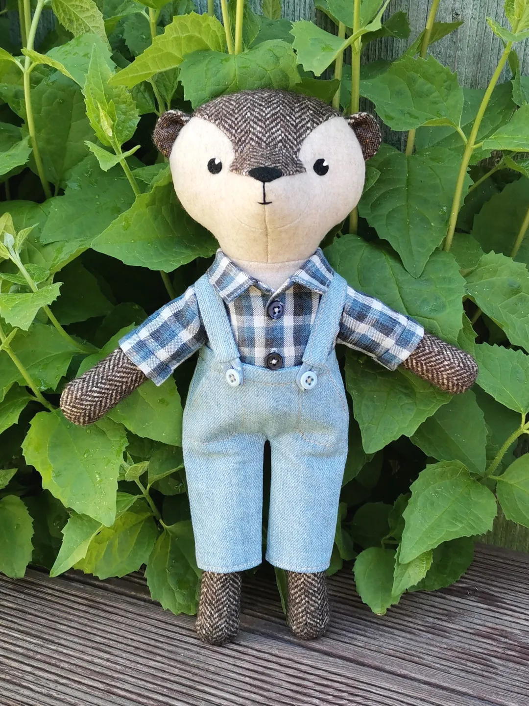 Beige otter boy, handmade plush toy, stuffed otter doll, textile animal toy