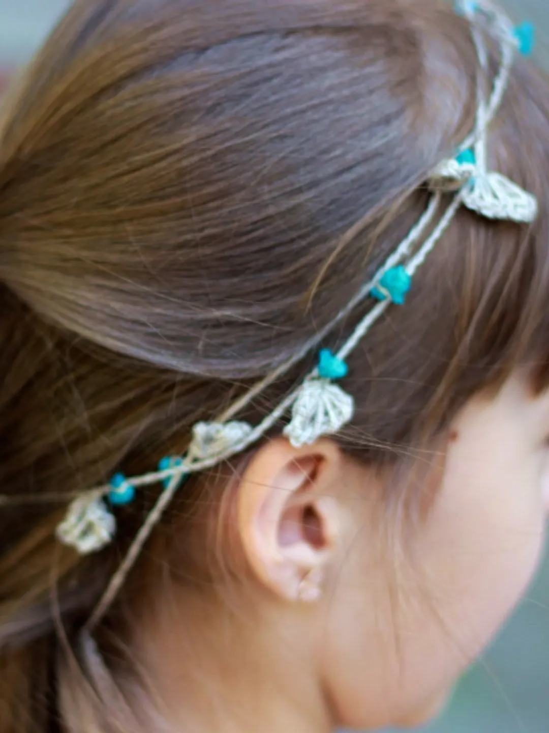 A unique Hair accessory for a baby, a girl or a woman, Versatile crocheted hairpiece, girl necklace