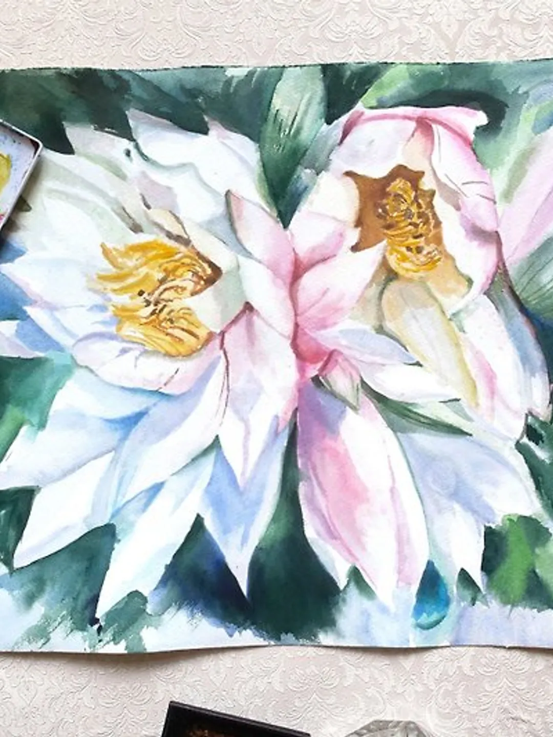Lotus Painting Water Lily Original Painting Impasto Lotus Art Wall ...