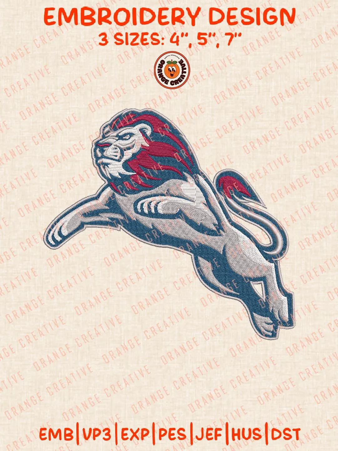 NCAA Loyola Marymount Lions Mascot Embroidery Design, NCAA Logo Embroidery Design, Machine Embroidery Design File, 4 Sizes, Digital Download