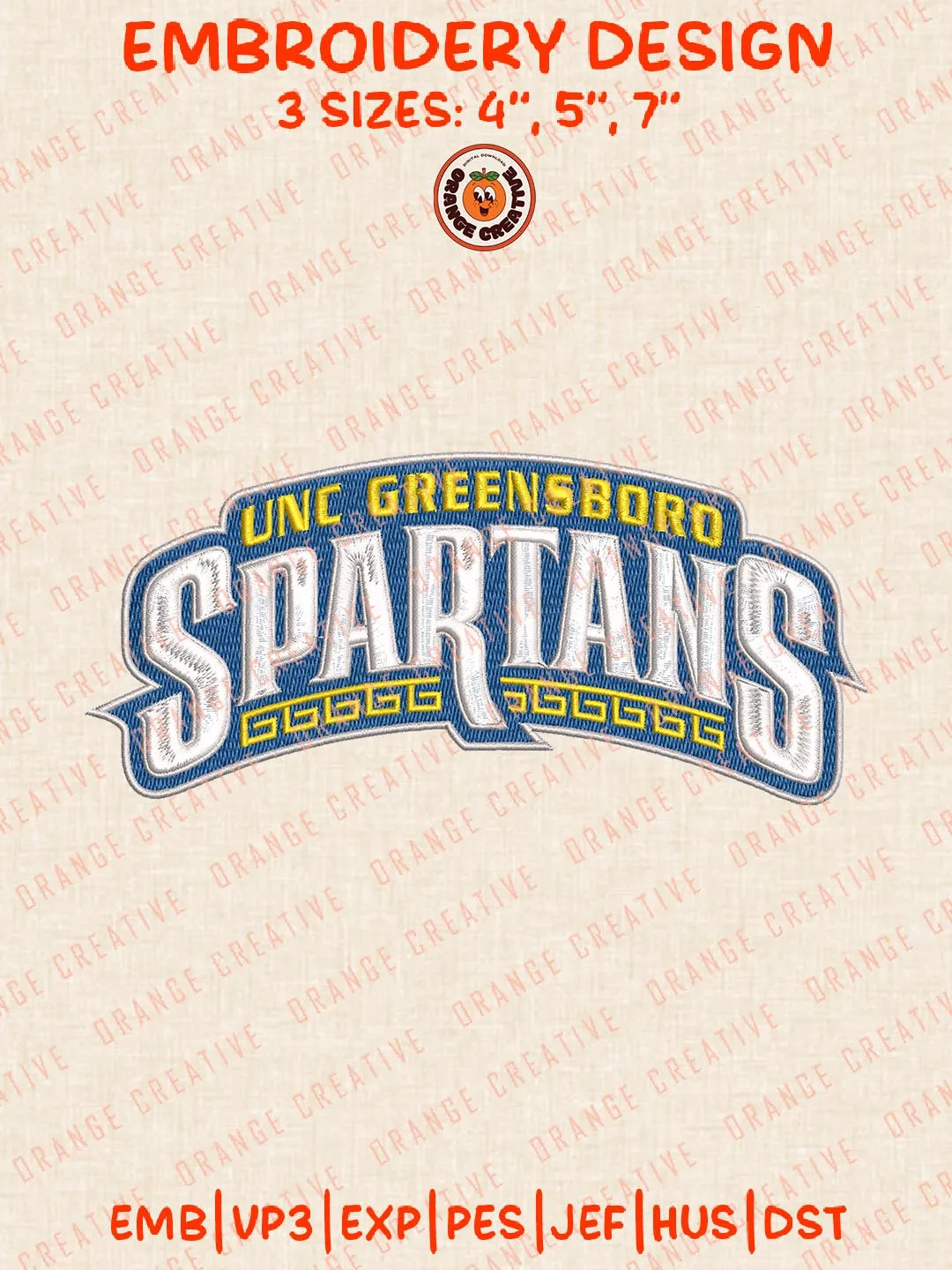 UNC Greensboro Spartans NCAA Embroidery Design, NCAA Team Logo Embroidery Design, Machine Embroidery Design File, 4 Sizes, Digital Download