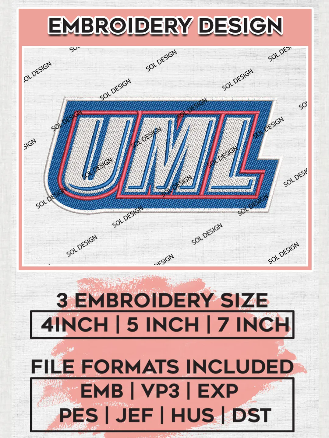 UML River Hawks College Football Team Logo embroidery designs, NCAA UMass Lowell River Hawks Logo Machine embroidery files, NCAA Team Logo embroidery designs, NCAA Game Day Machine embroidery designs, Digital Download