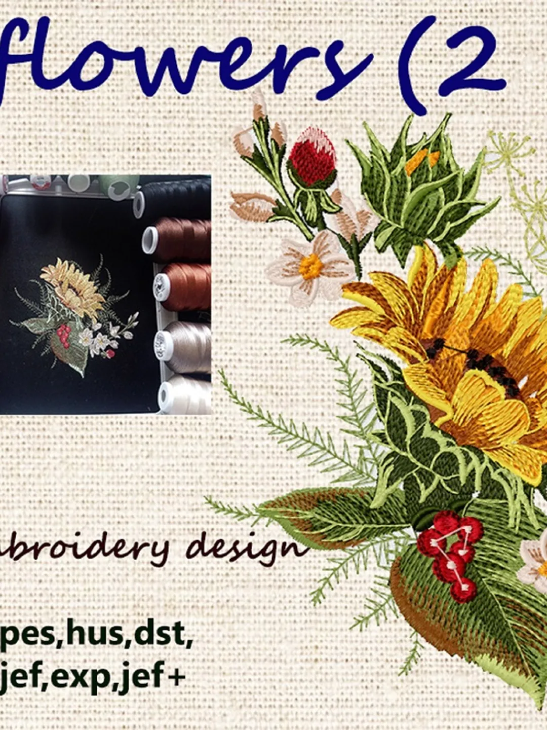 Sunflowers part 2  Embroidery Design DIGITAL EMBROIDERY