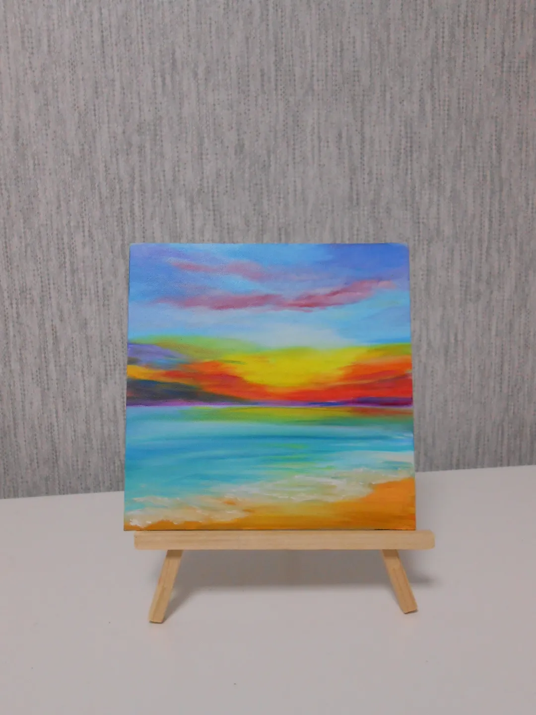 The sea sunset. Oil painting.