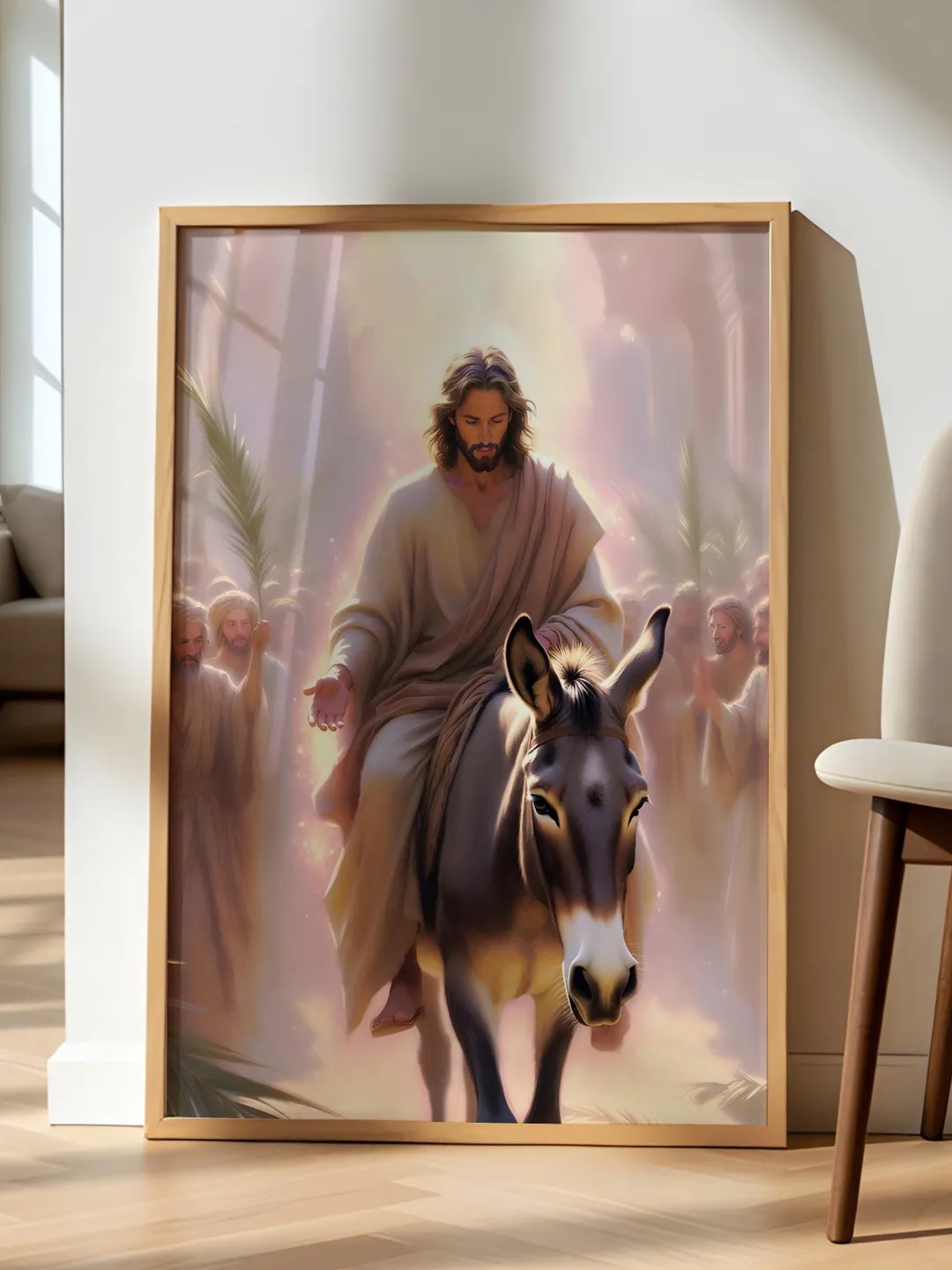 Jesus Entry Jerusalem Print | Palm Sunday Donkey Christian Art (Digital ...