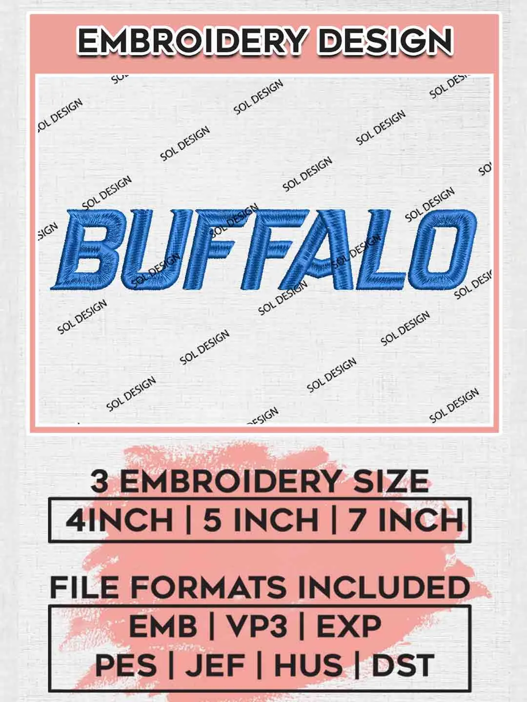Buffalo Wordmark Embroidery Designs, NCAA Buffalo Bulls Team Logo Embroidery files, NCAA Team, College Football Team Machine embroidery designs, Digital Download