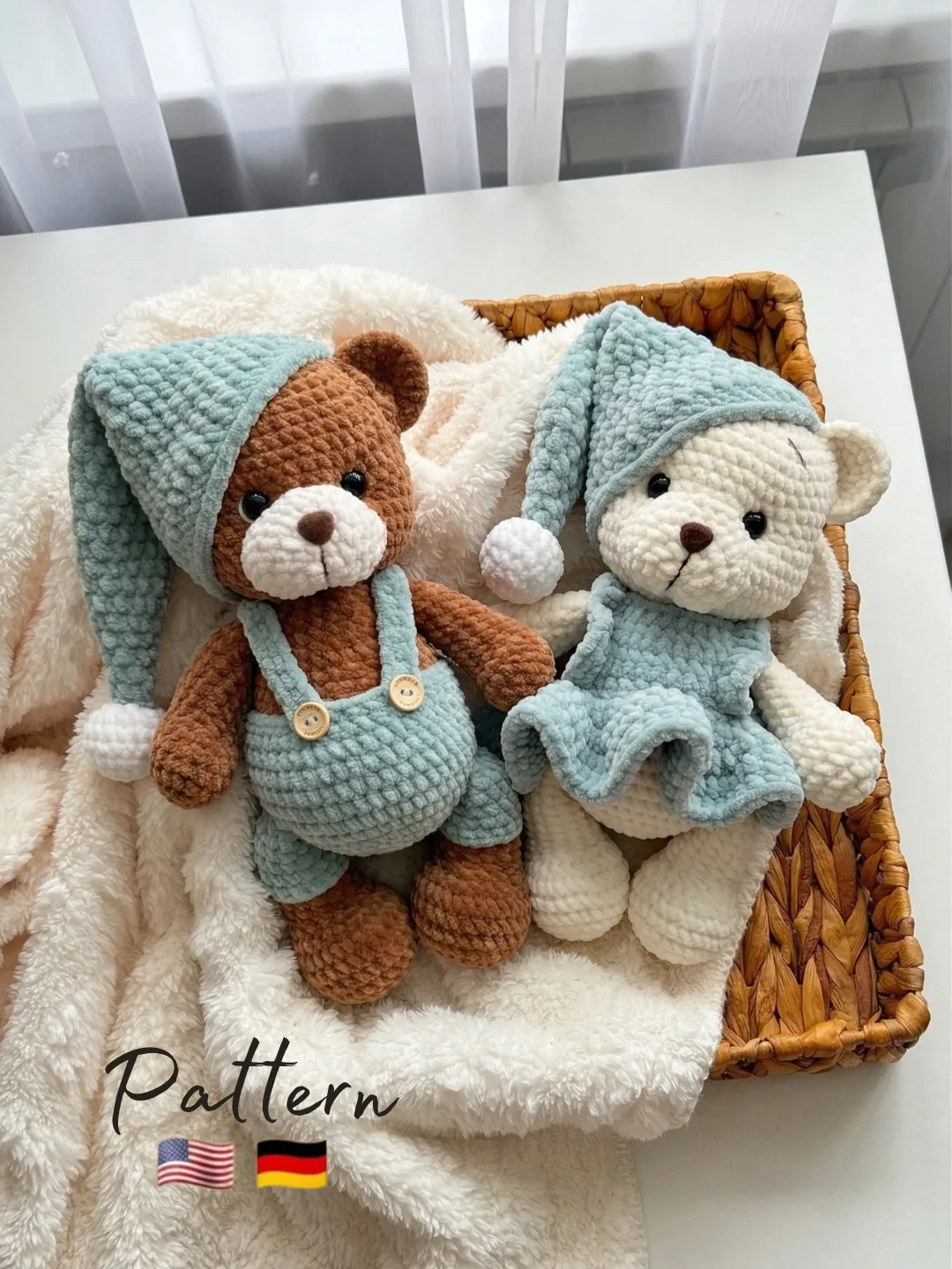 Crochet Teddy Bear Pattern PDF – Amigurumi Bear with Clothes, Plush Toy Crochet, Stuffed Animal Pattern, Cute DIY Handmade Gift (English & German)