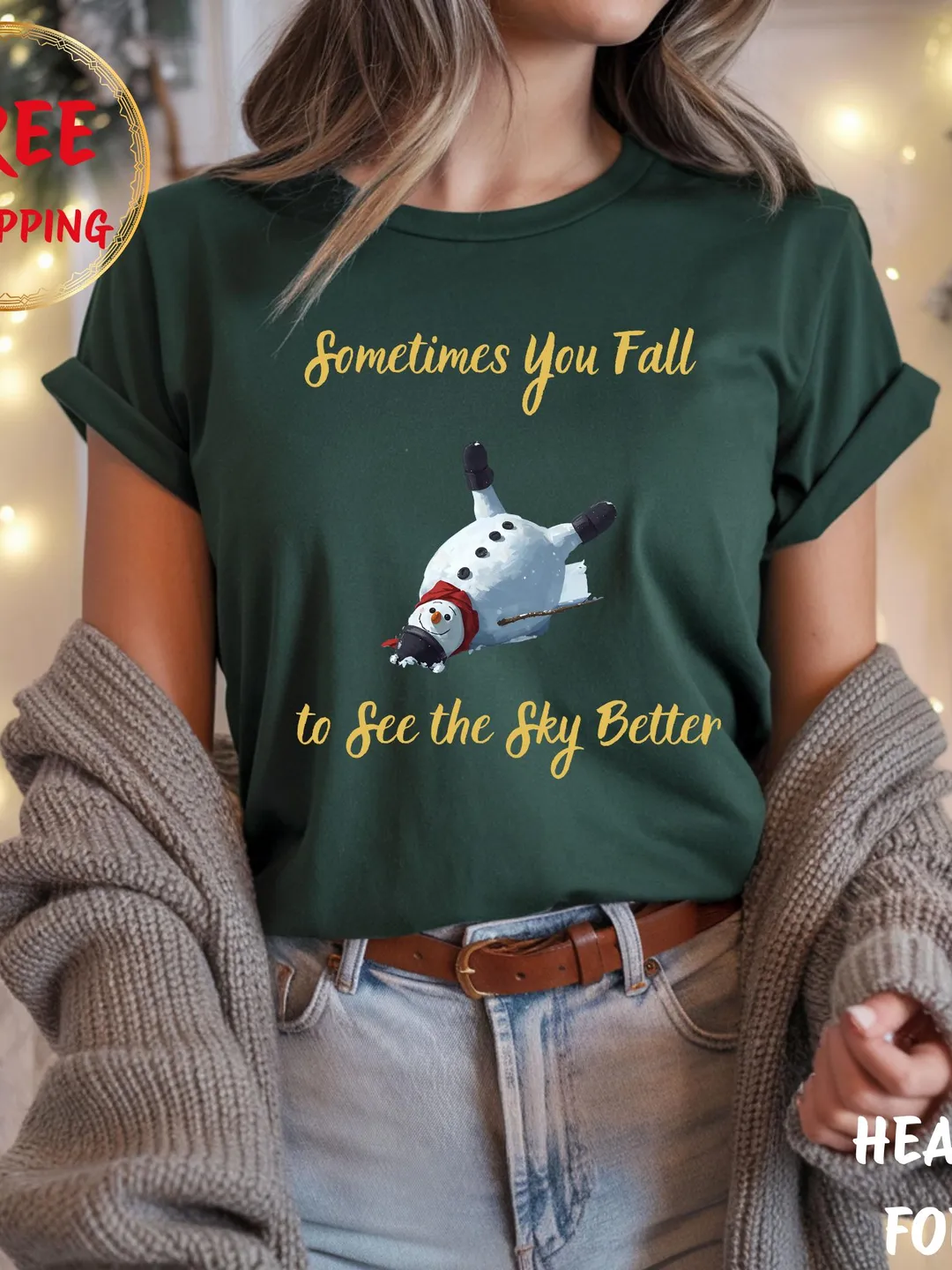 Sometimes You Fall Shirt : Winter Quote Tee Snowman Christmas T Shirt