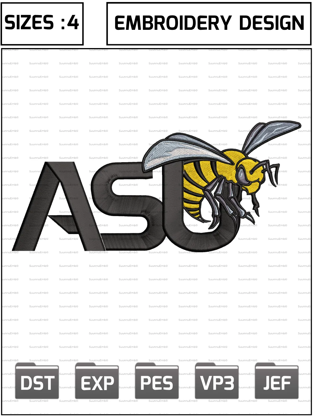 Alabama State Hornets Logo Embroidery Design,NCAA Logos Embroidery Design,NCAA Teams, Machine Embroidery Design File,4 Sizes, Digital Download