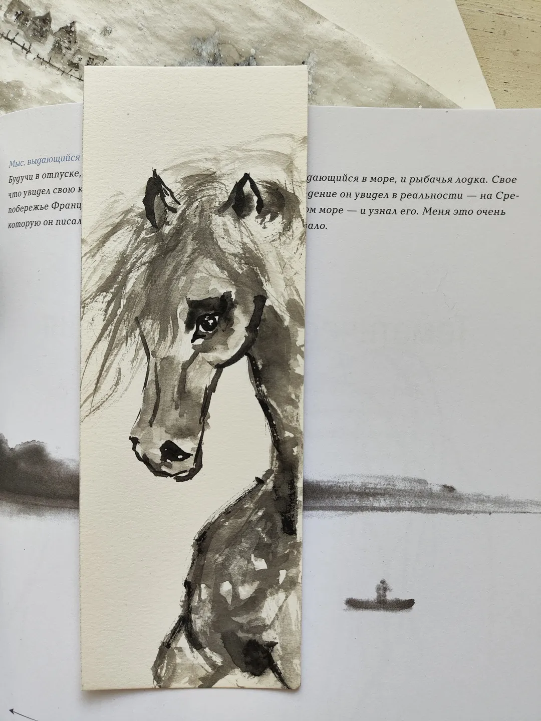 Handpainted bookmark.Original art.Horse