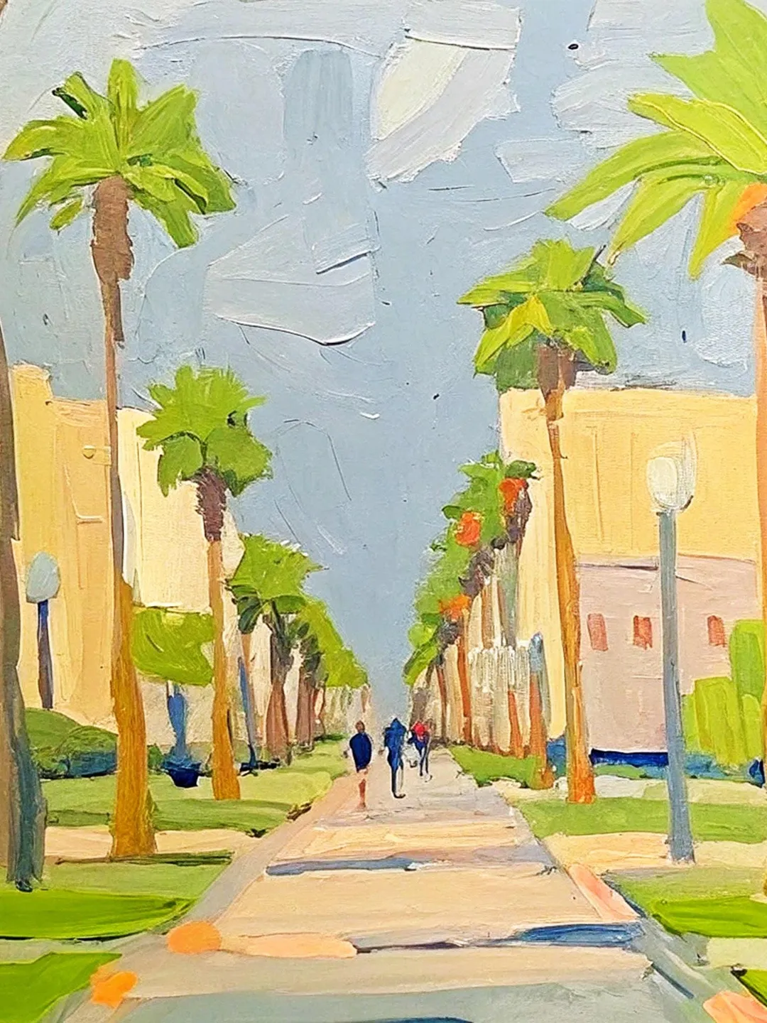 Los Angeles Oil Painting Street Original Art Impasto Scene Sunset Boulevard Impressionist Oil Painting Palm Trees Car Cityscape Art Gift