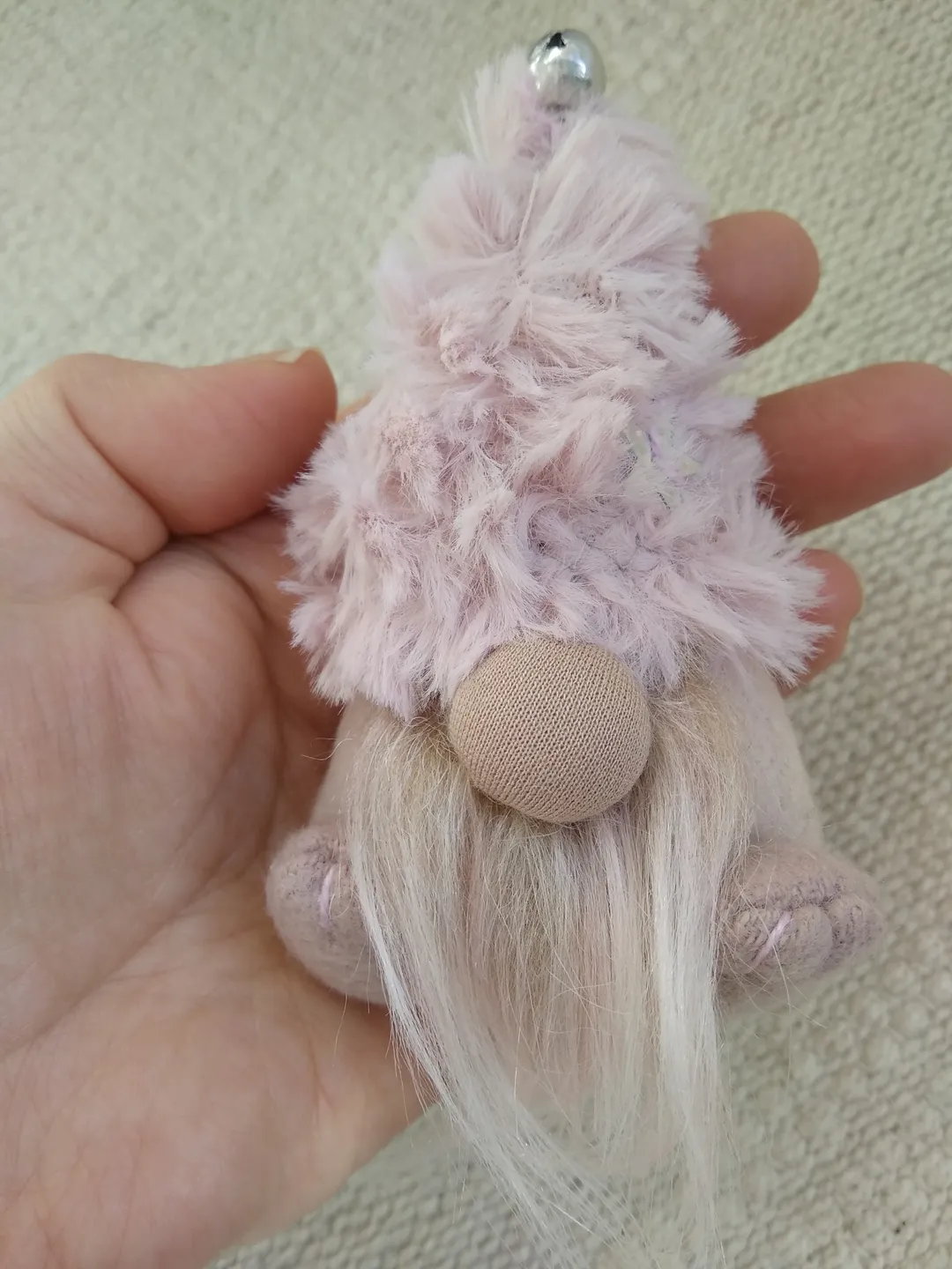 Pink flaffi gnome keyring