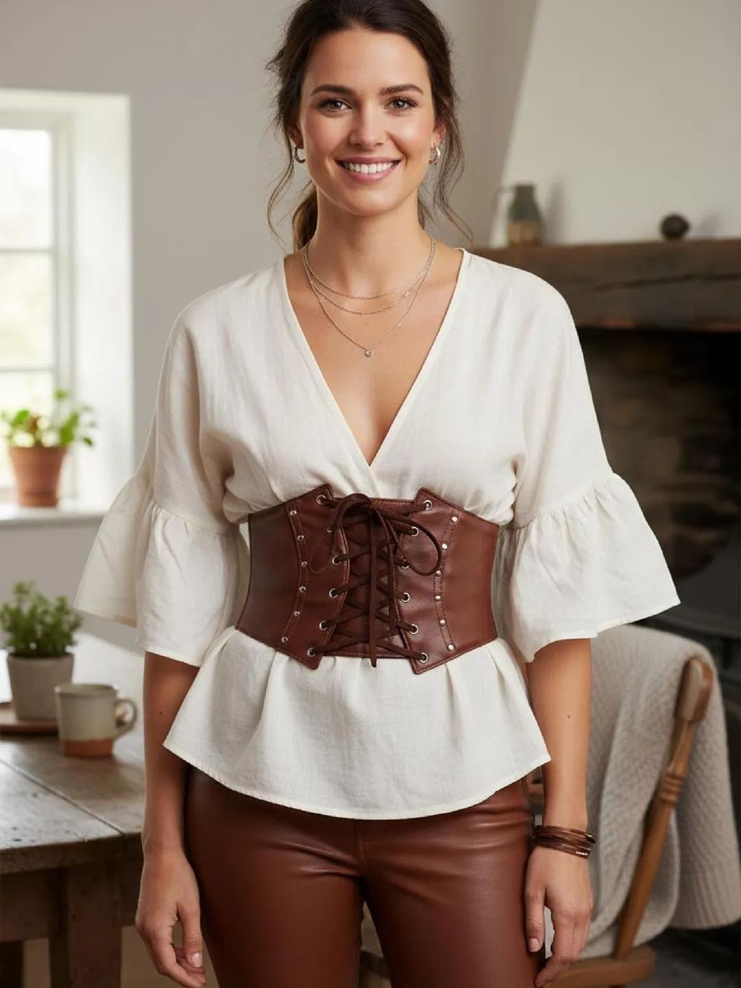 Brown Corset Belt: Adjustable Plus Size Waist Cincher  display picture 1
