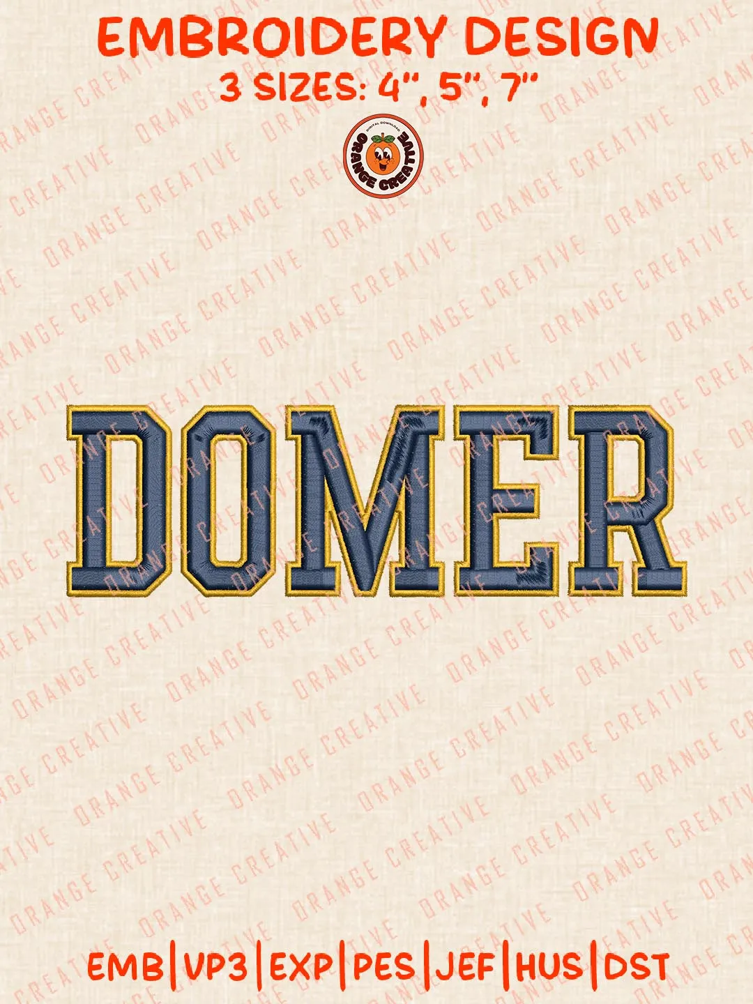 NCAA Domer Embroidery Design, NCAA Notre Dame Fighting Irish Team Logo Embroidery Design, Machine Embroidery Design File, 4 Sizes, Custom Size, Digital Download