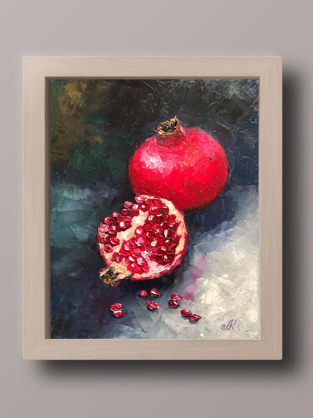 Fruits Original Painting Pomegranate Wall Art Kitchen Oil Still life