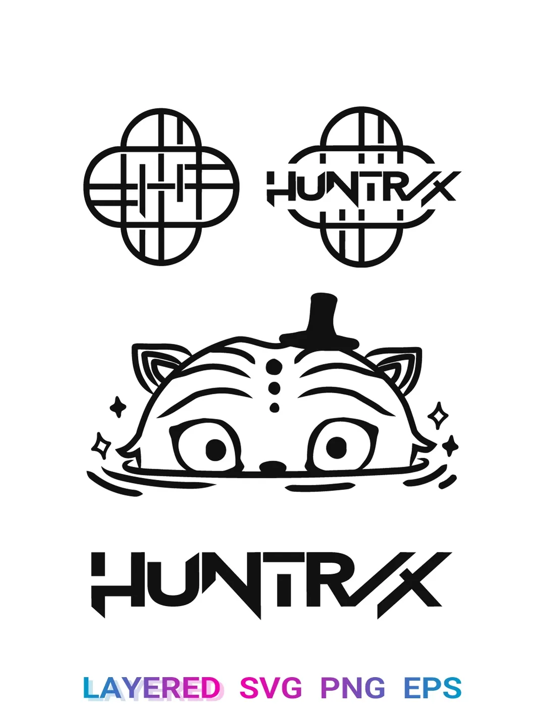 Kpop Demon Hunters SVG PNG, Huntrix Logo Layered Clipart, image size:1080x1440