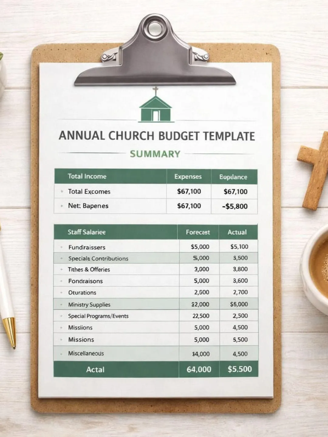 Annual Church Budget Template Printable, Ministry Finance Planner A4 ...