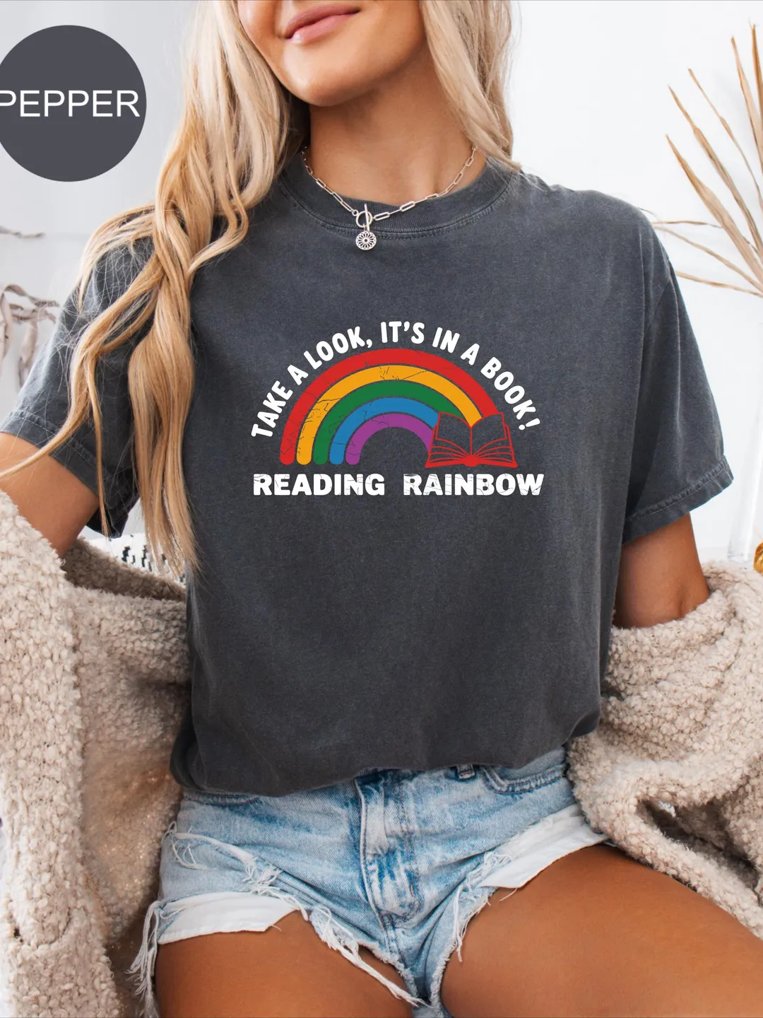 Comfort Colors Book Lover Shirt: Reading Rainbow Tee
