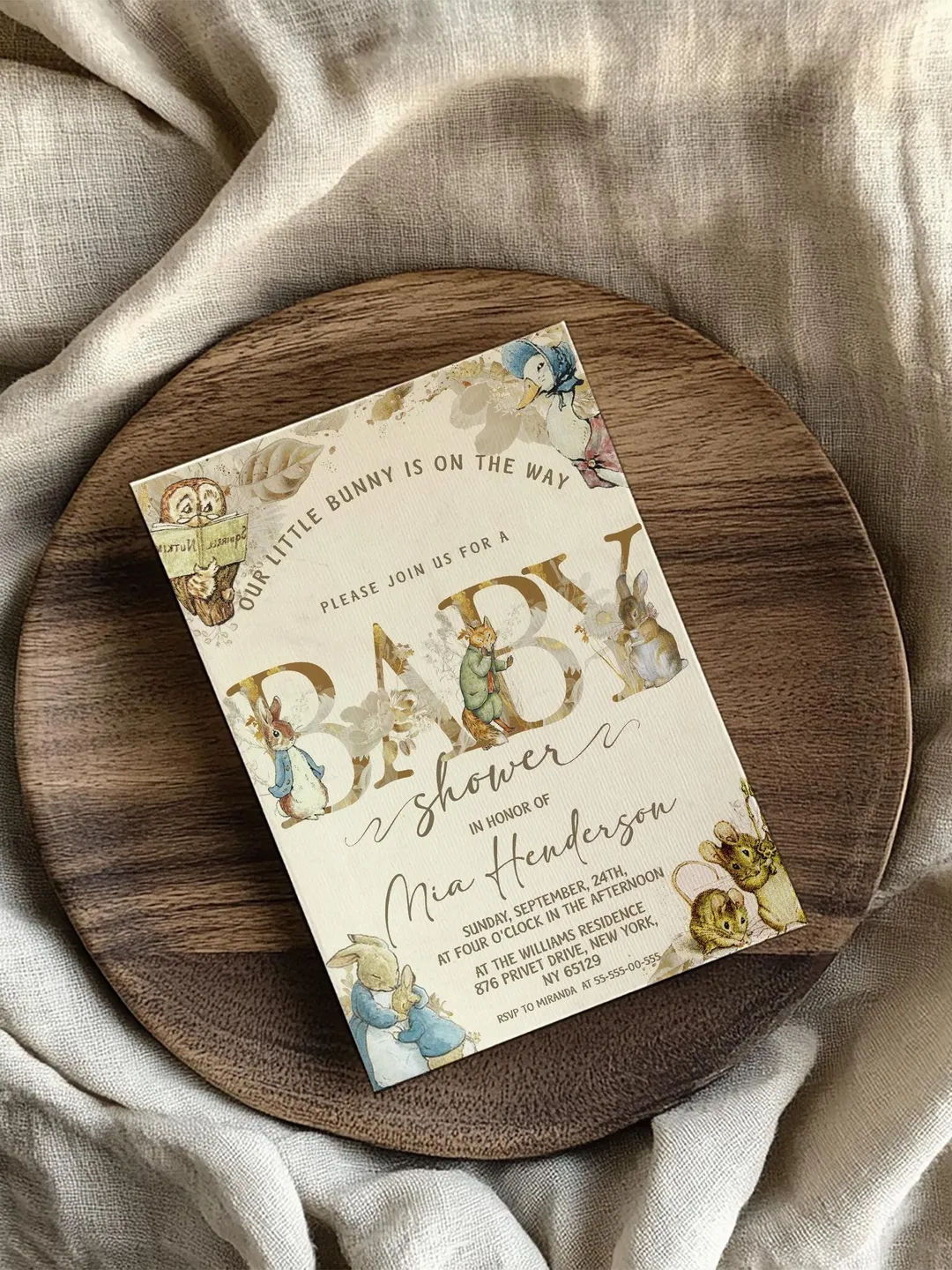 Classic Peter Rabbit Baby Shower Invitation; Neutral Baby Shower ...