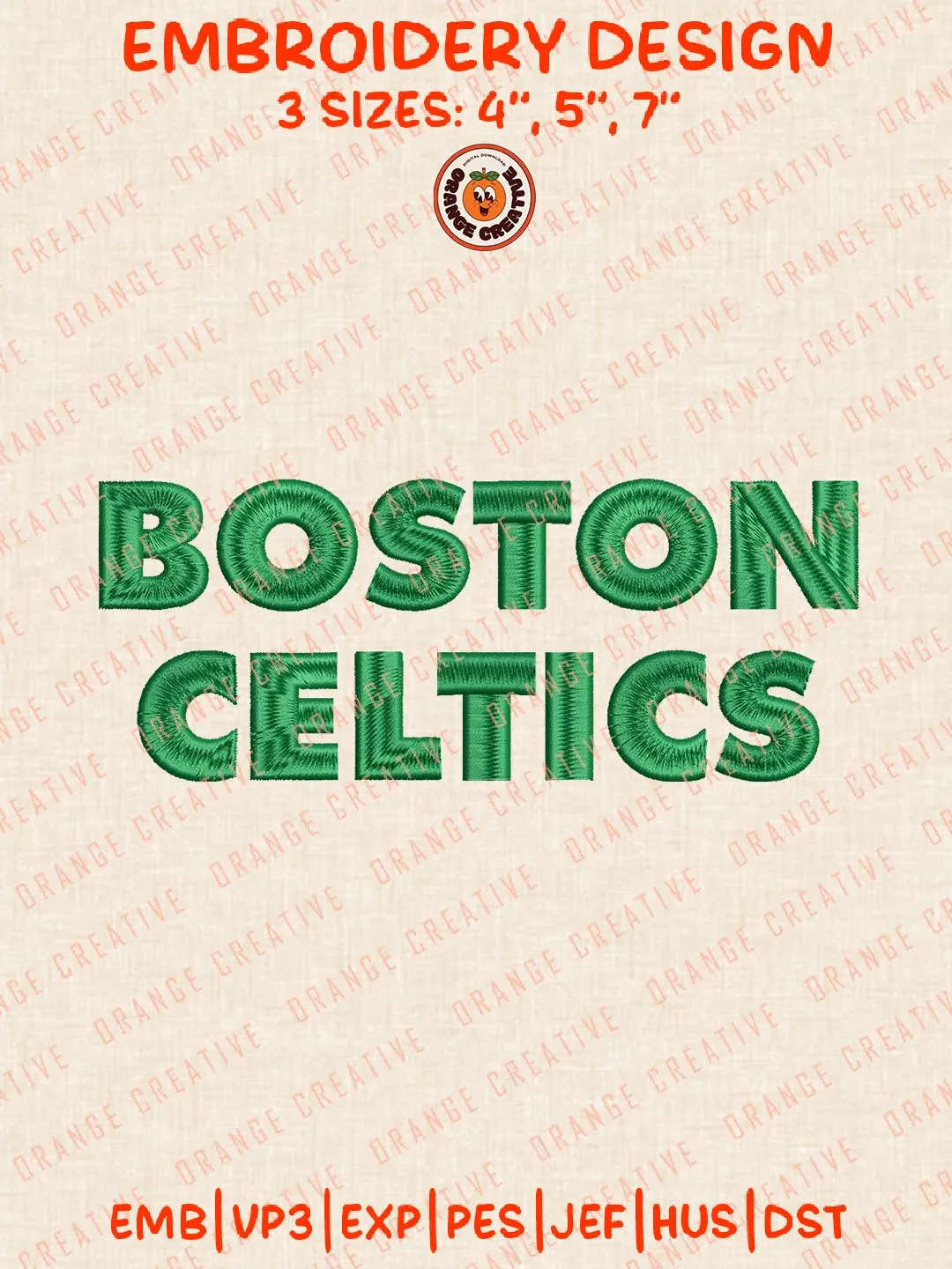 Boston Celtics Text Logos Embroidery Designs, NBA Team Logo Embroidery Files, Machine Embroidery Design File, 4 Sizes, Custom Size, Digital Download