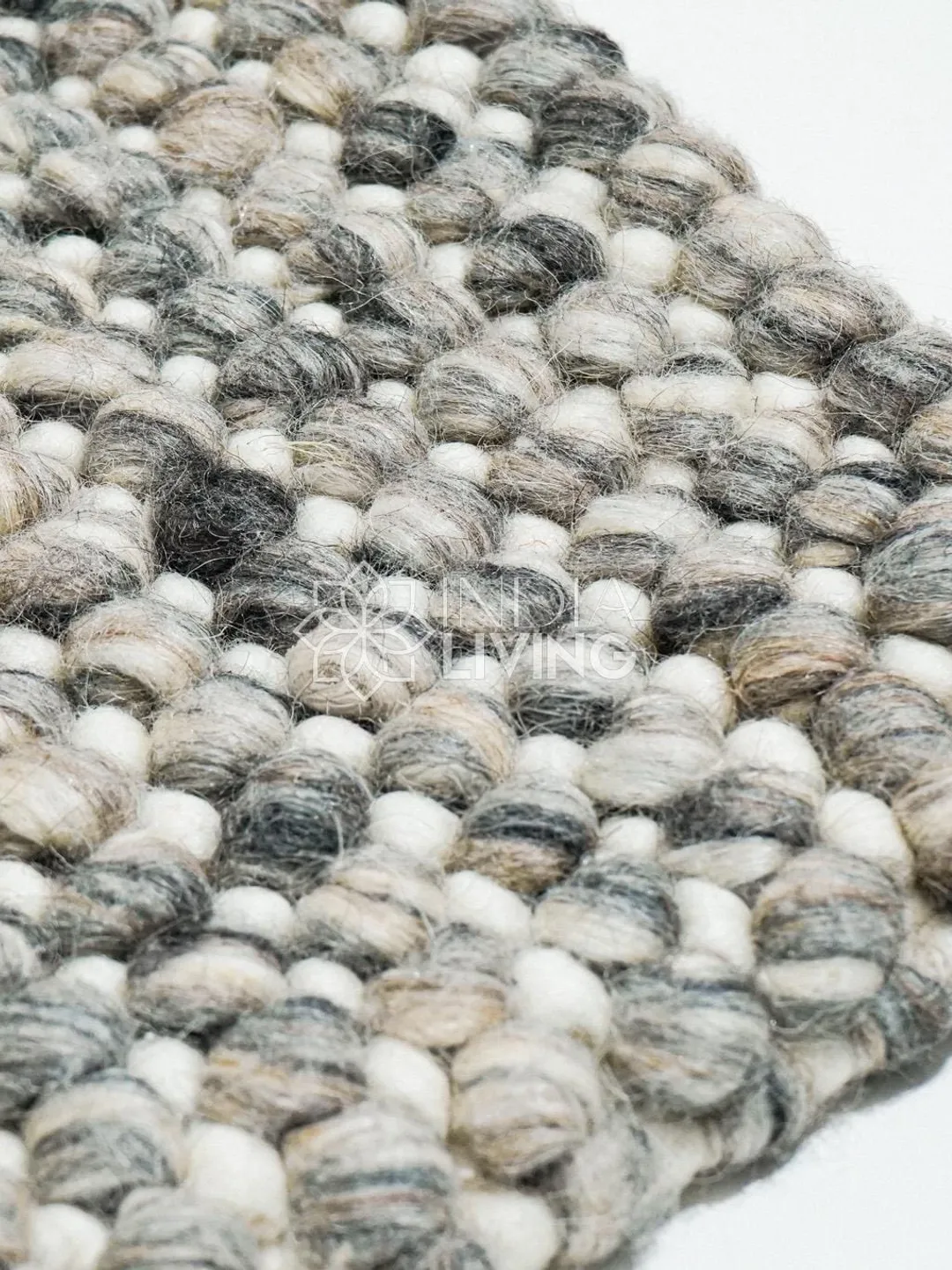 Grey Blend Chunky Pebble Loop Wool Rug : Handwoven Modern Neutral ...
