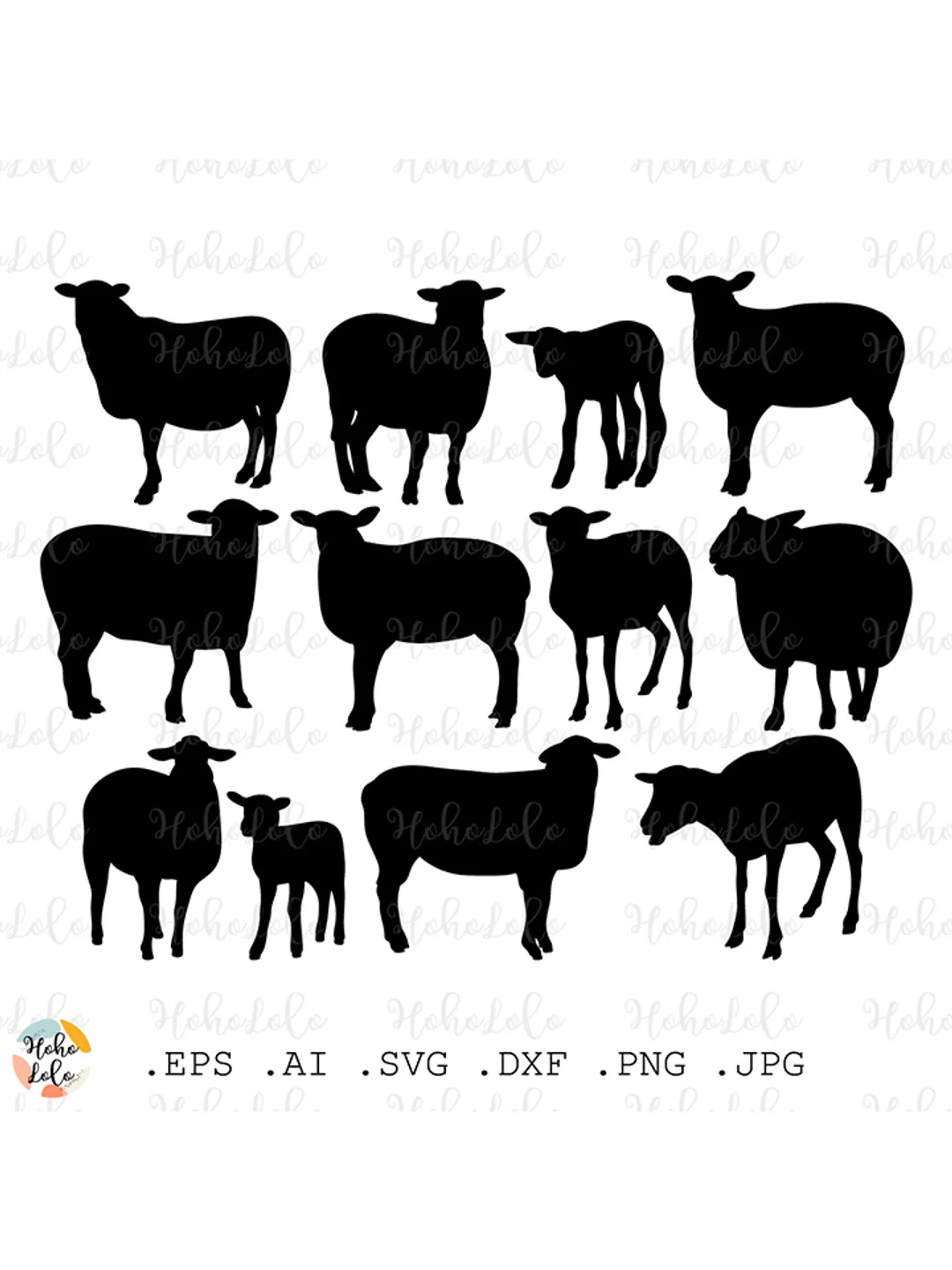 Sheep Svg, Sheep Silhouette, Sheep Cricut, Sheep Stencil Template Dxf