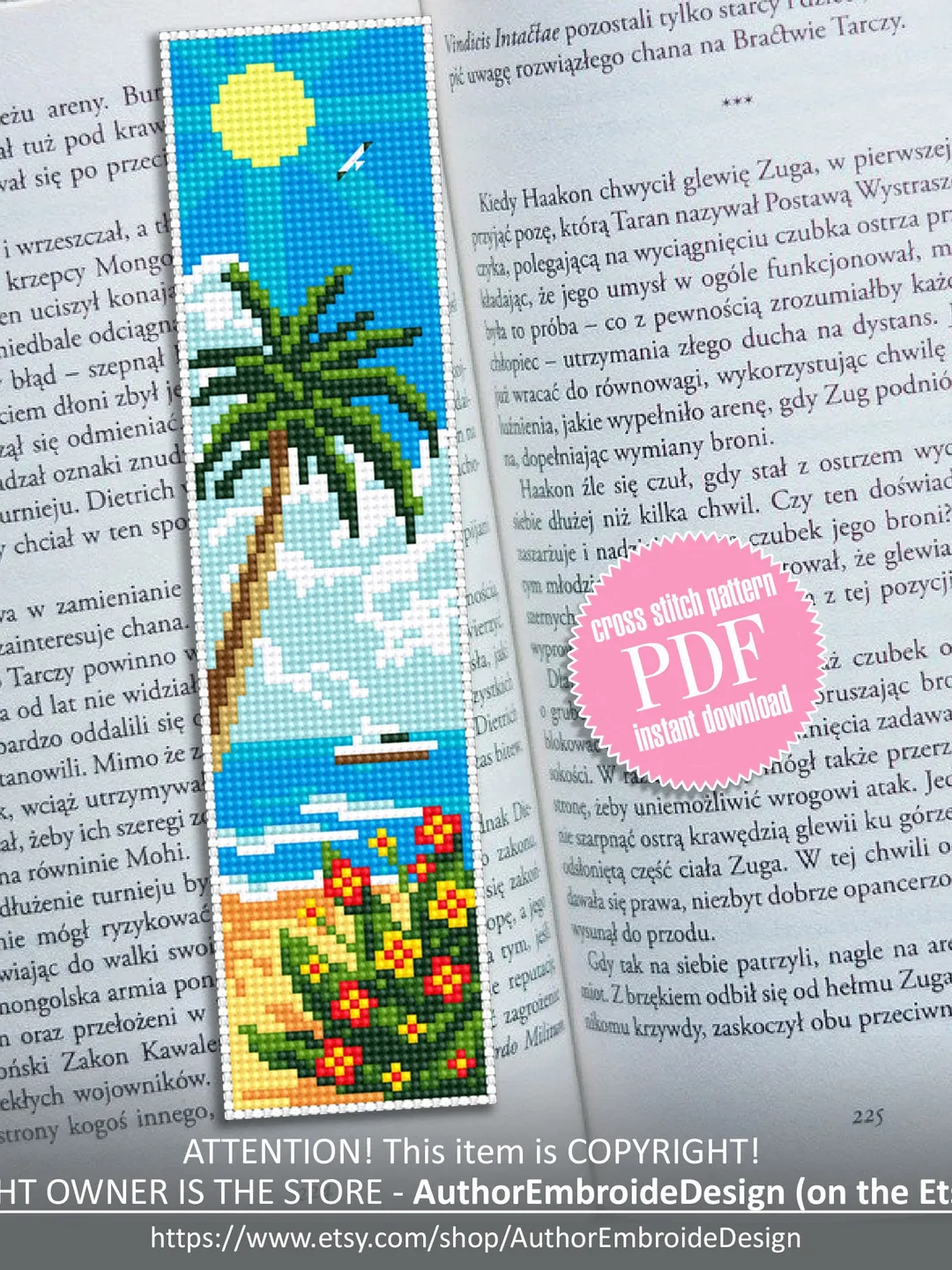 Bookmark nature cross stitch pattern digital PDF Handmade bookmark ...