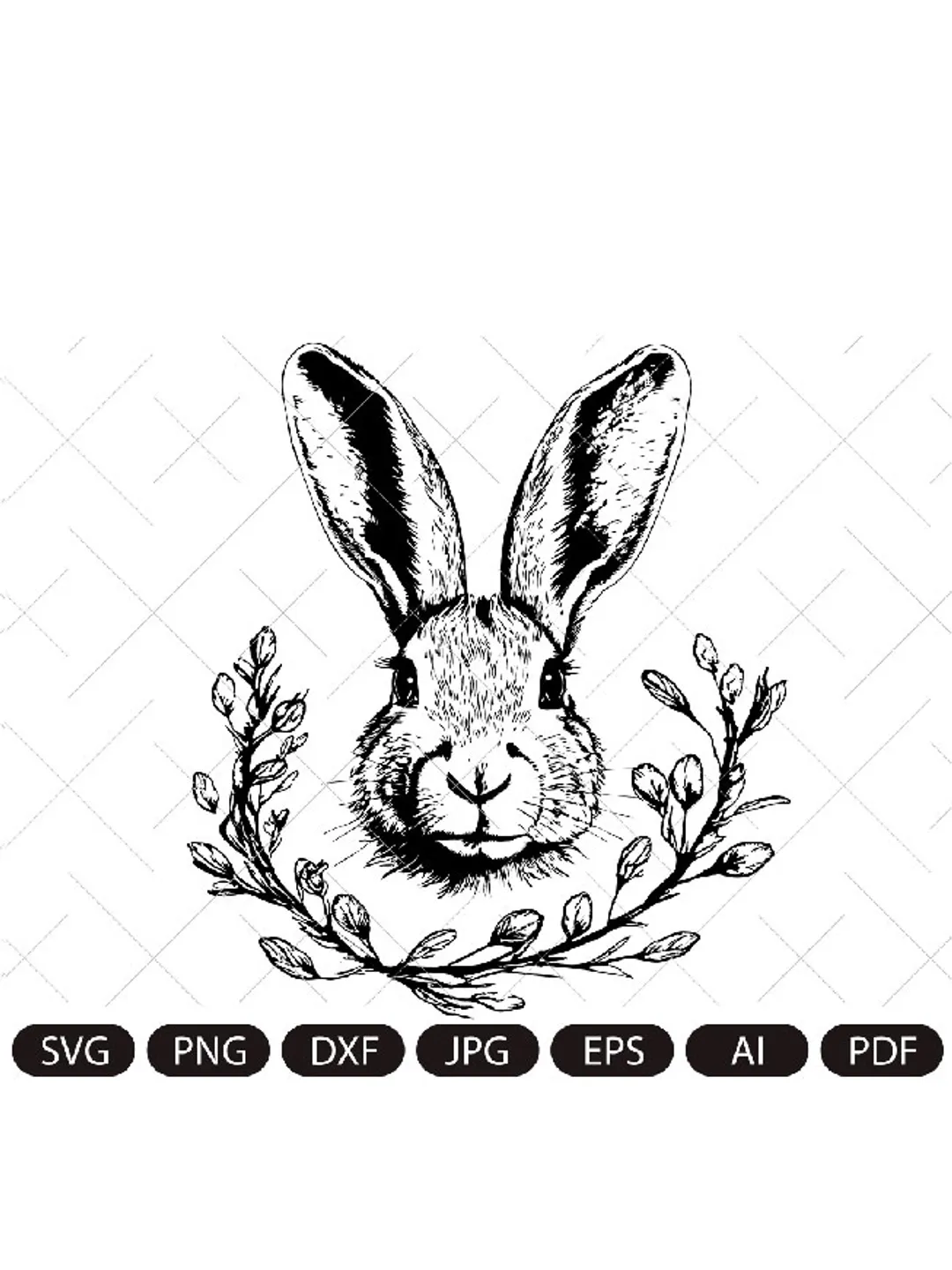 Bunny SVG, Easter Bunny SVG, Happy Easter svg, Spring svg, Rabbit SVG Cut file, willow frame svg, Animal Face svg